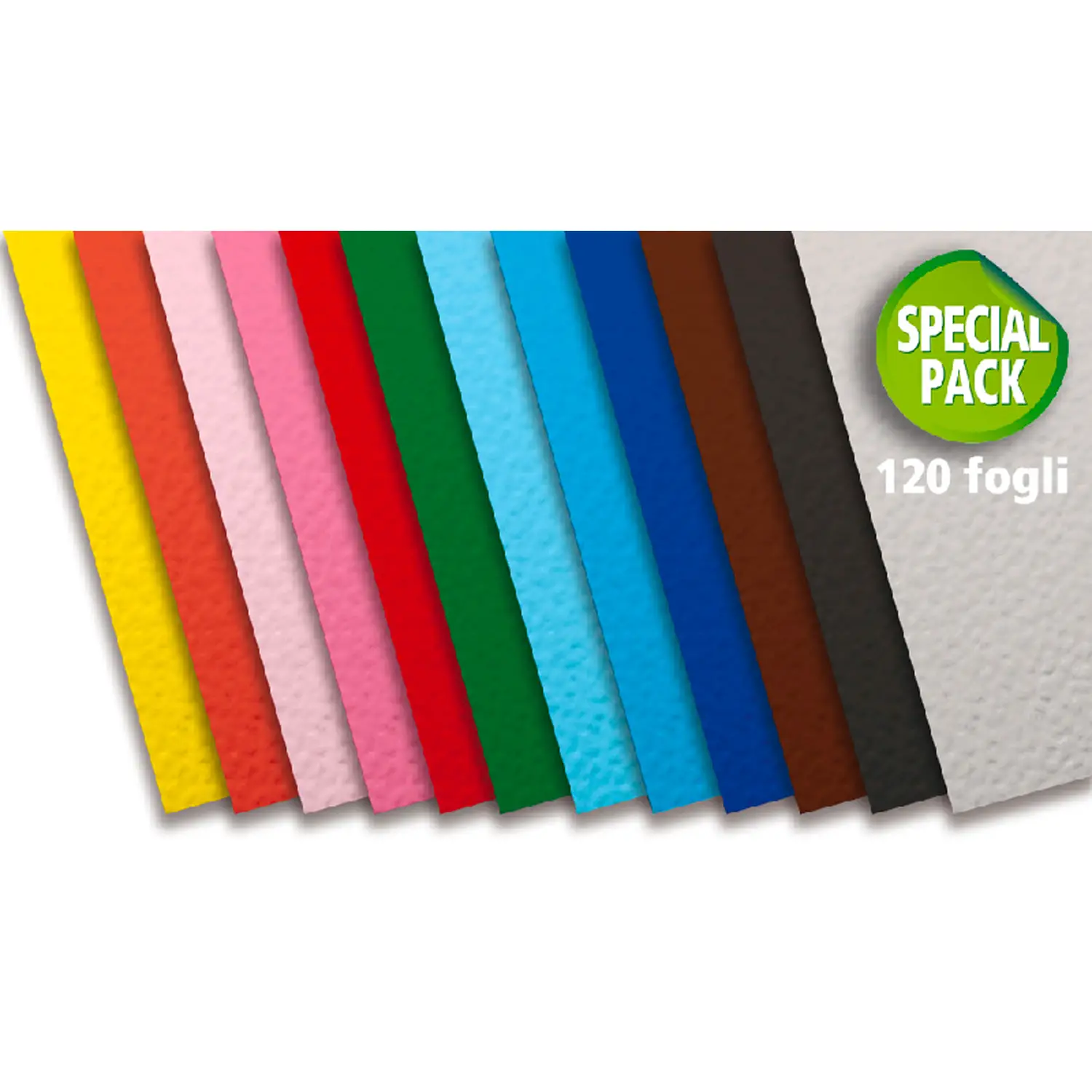 Cartoncino Colorato Premium Liscio-Ruvido – 50 x 70 cm – Pacco Scuola Base 120 Fogli - Carta e cartoncino