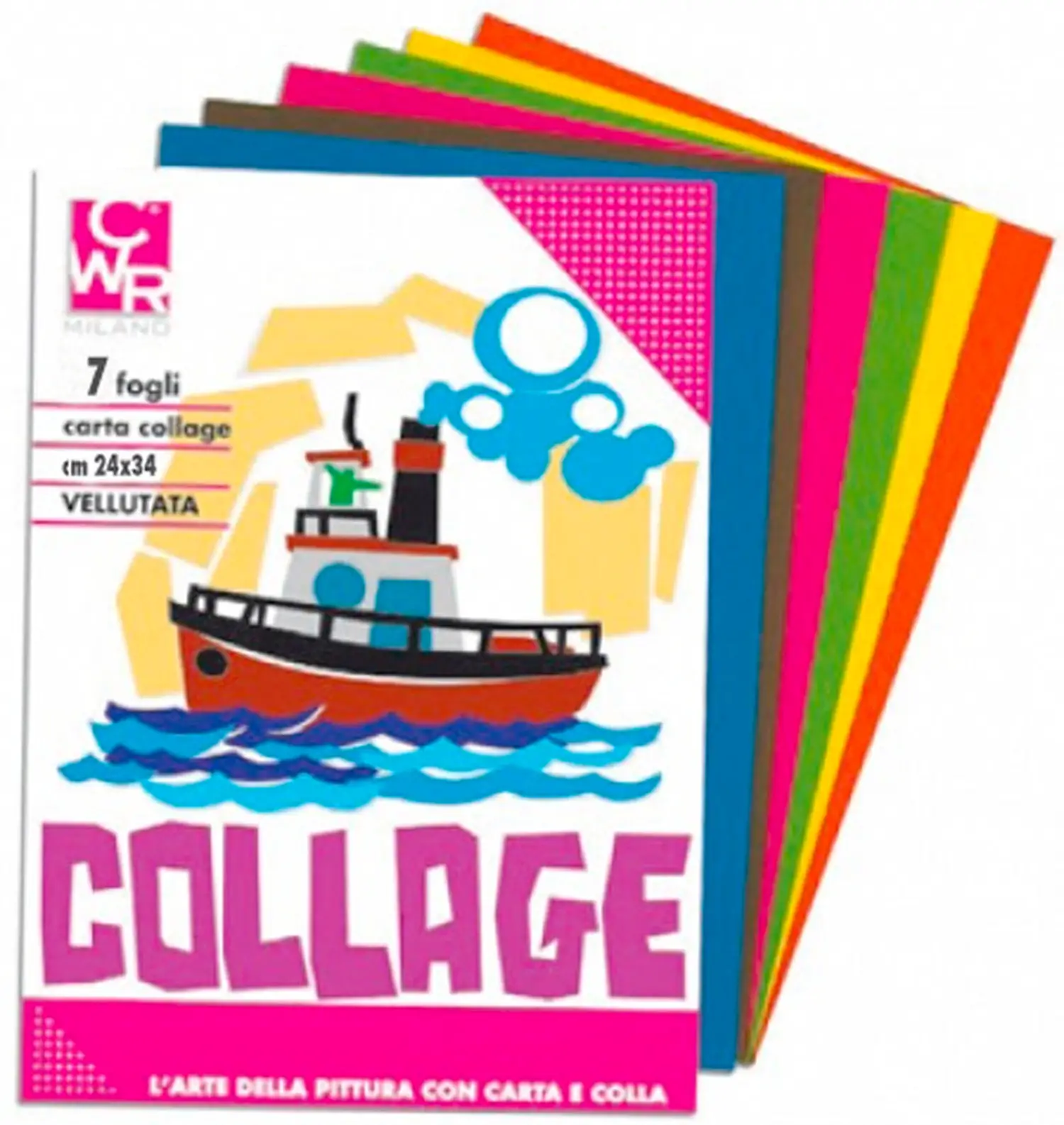 Carta Camosciata Adesiva 12 Colori - Blocco 12 Fogli 35x50 cm - Carta e cartoncino