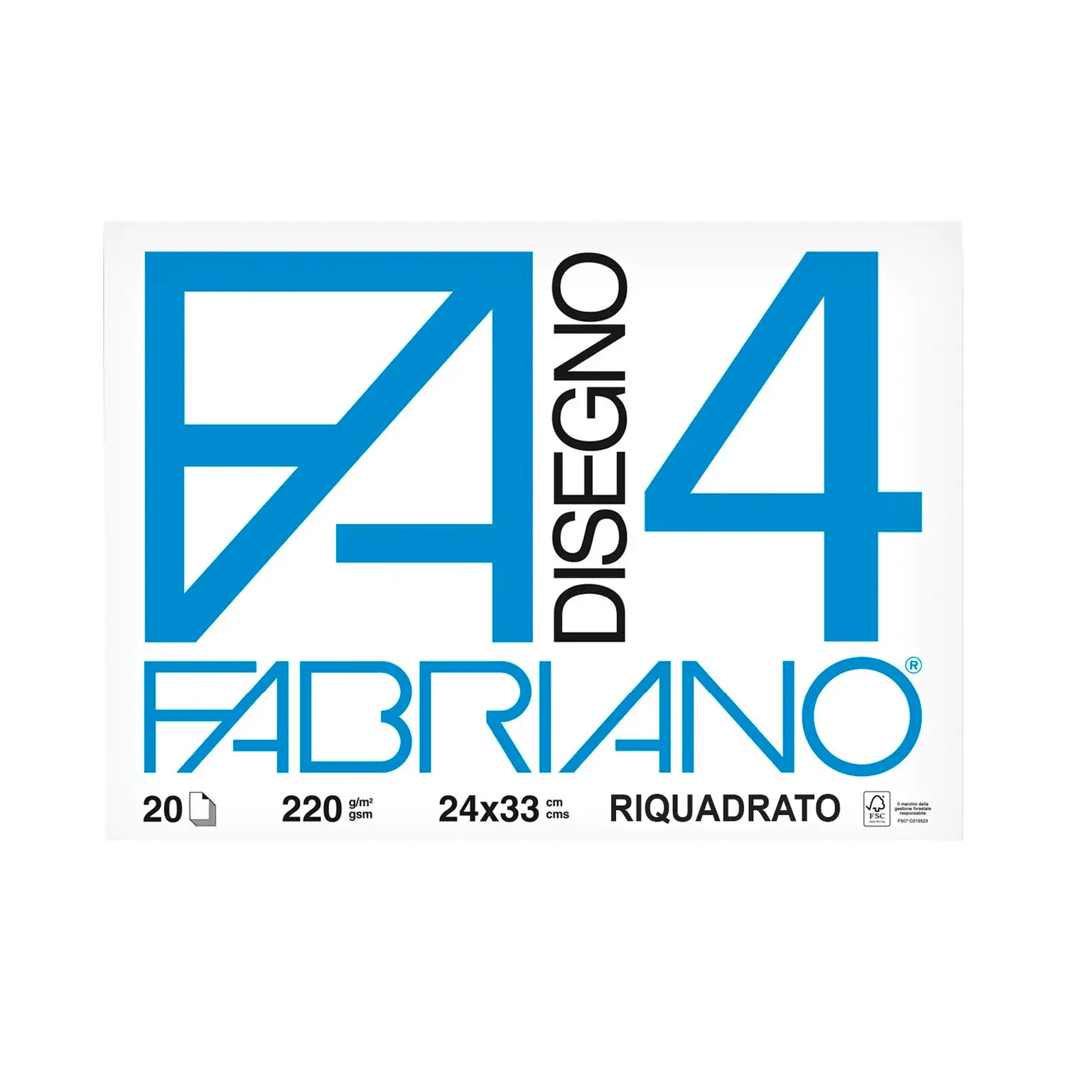 Album da Disegno Fabriano F4 Riquadrato 24x33 cm – Carta Liscia con Quadretti - Carta e cartoncino