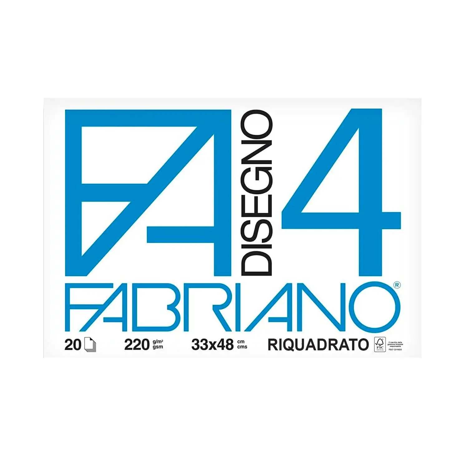 Album da Disegno Fabriano F4 Riquadrato 33x48 cm – Carta Liscia con Quadretti - Carta e cartoncino
