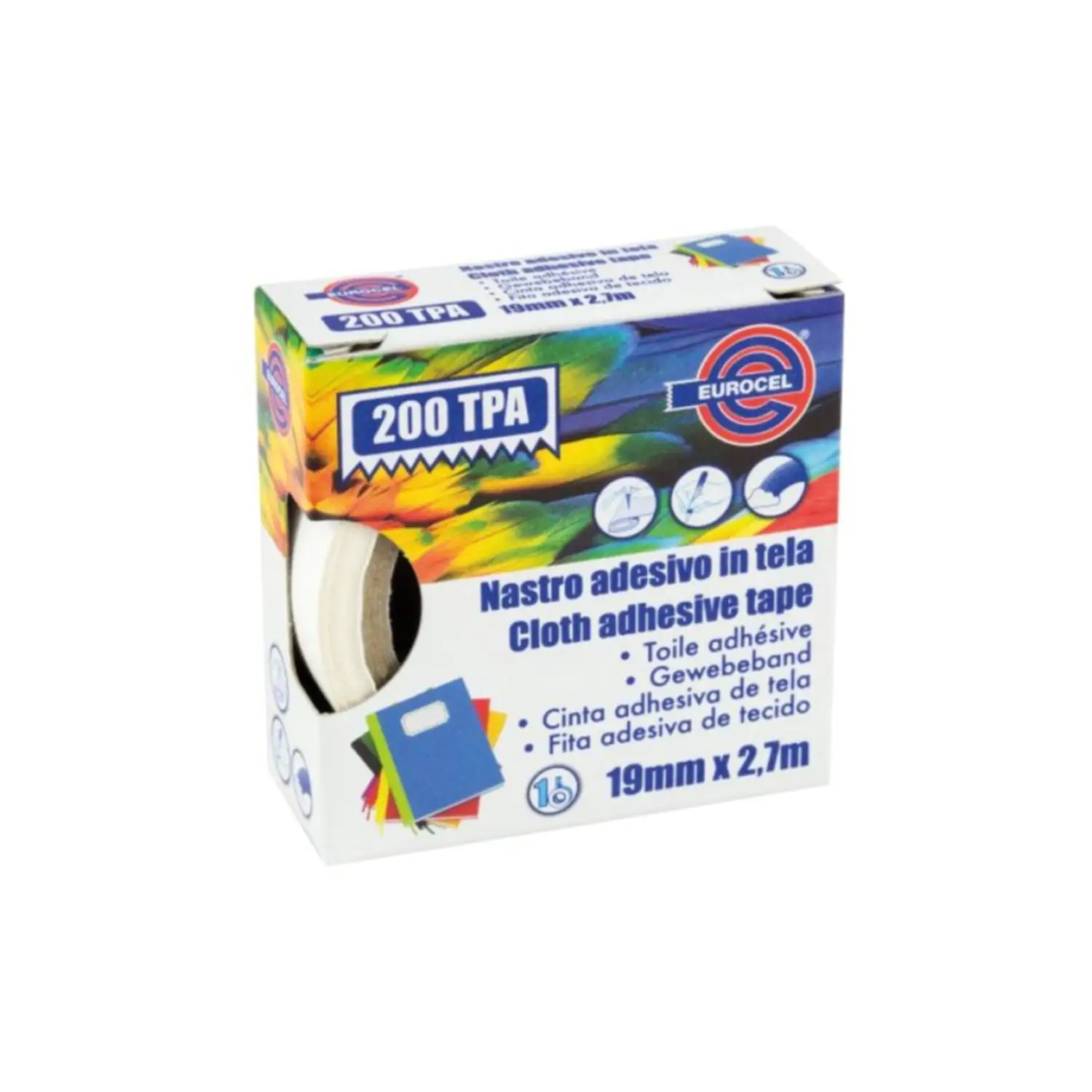 Nastro Telato Adesivo Bianco 19 mm x 2,7 m – Nastro Telato Resistente, Impermeabile e Anti-Strappo - Nastri adesivi e colle