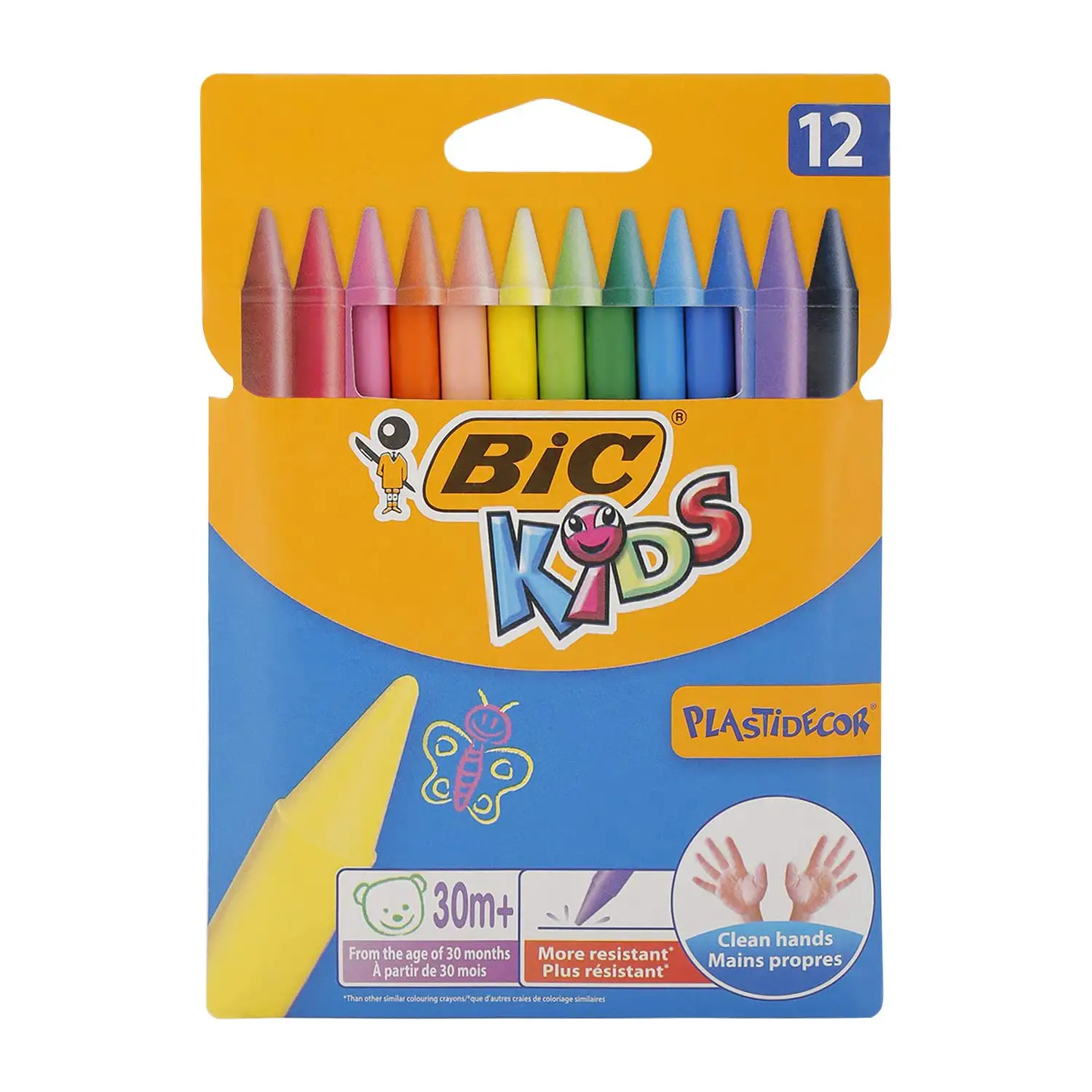 Pastelli a Cera Colorati BIC Plastidecor – 12 Pezzi Infrangibili - Pastelli a cera
