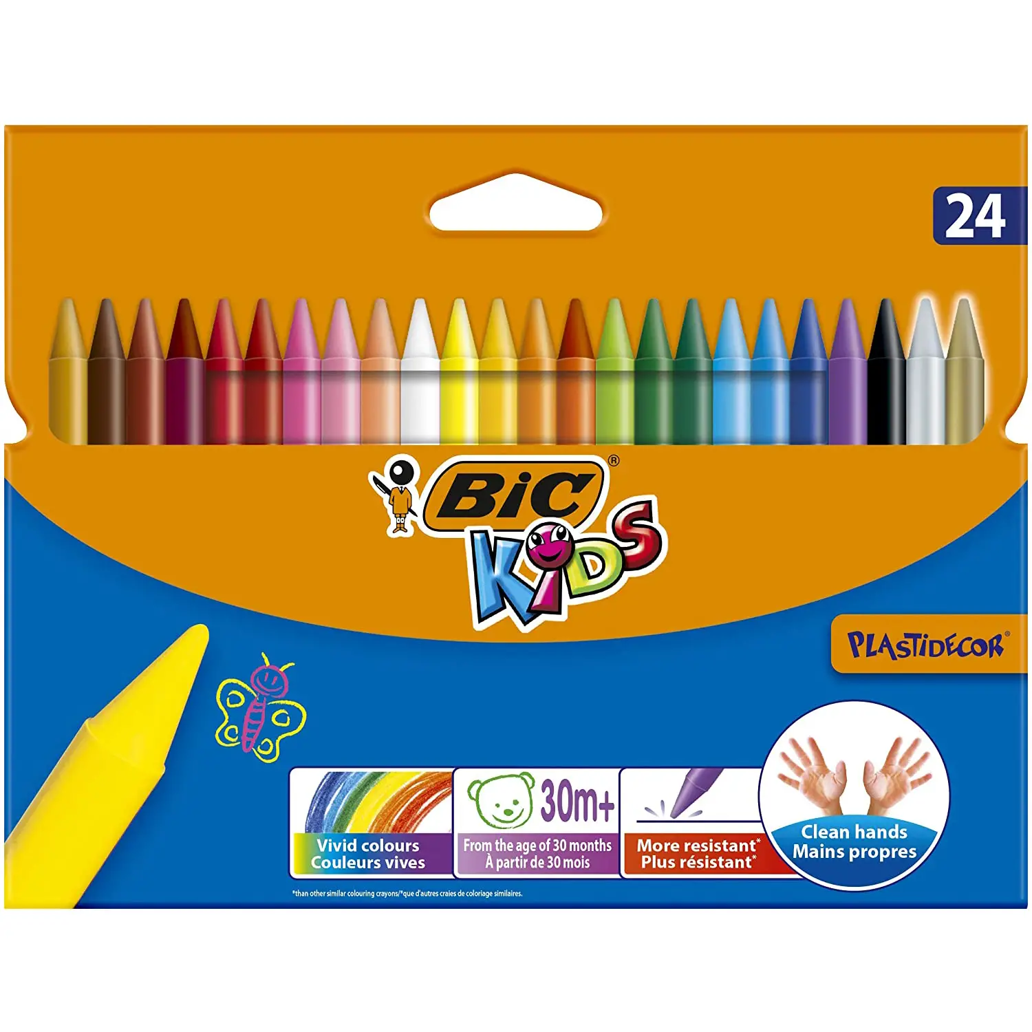Pastelli a Cera Colorati BIC Plastidecor – 24 Pezzi Infrangibili - Pastelli a cera