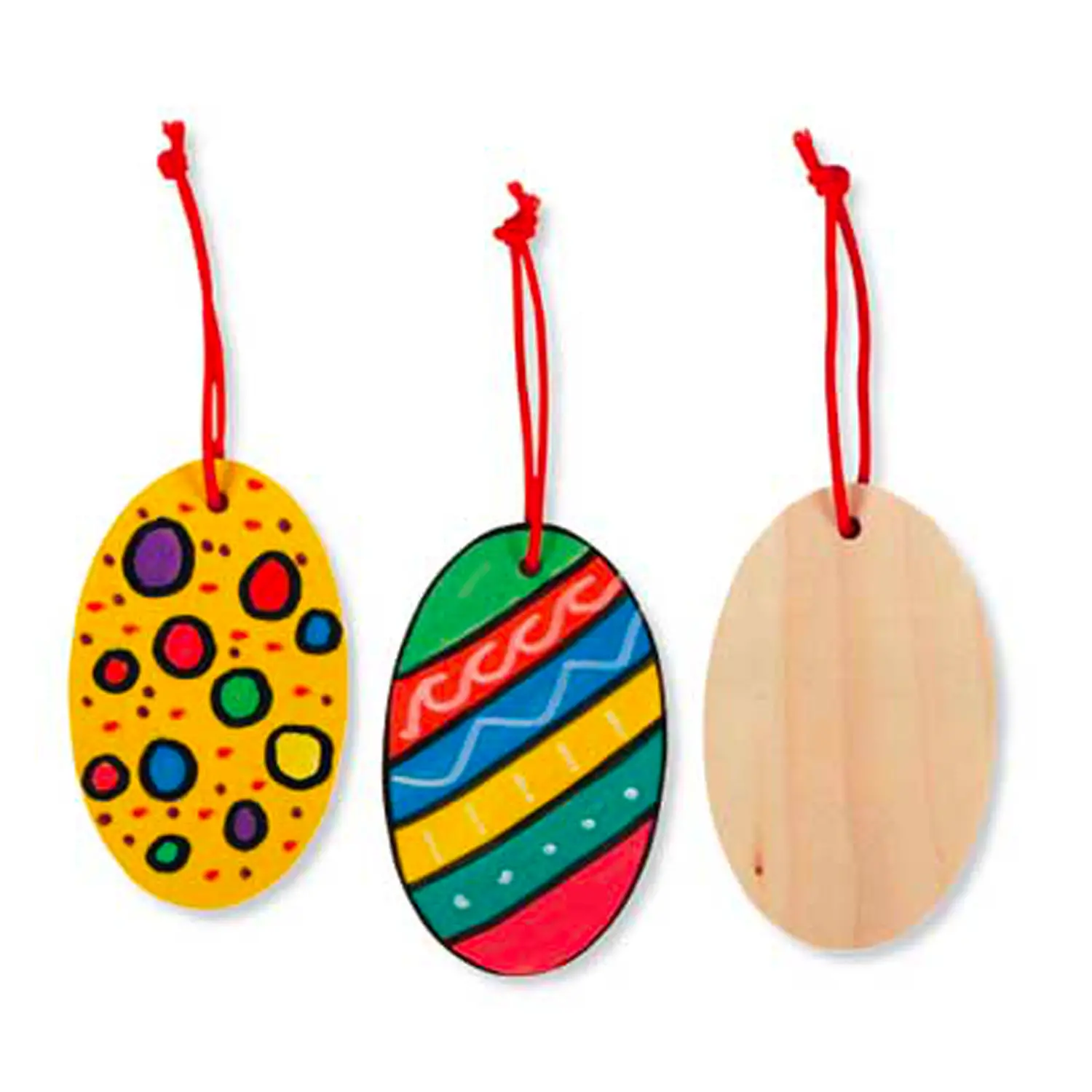 Appendini Ovali in Legno da Dipingere – 6 Pezzi - 8x5 cm - Soggetti in legno