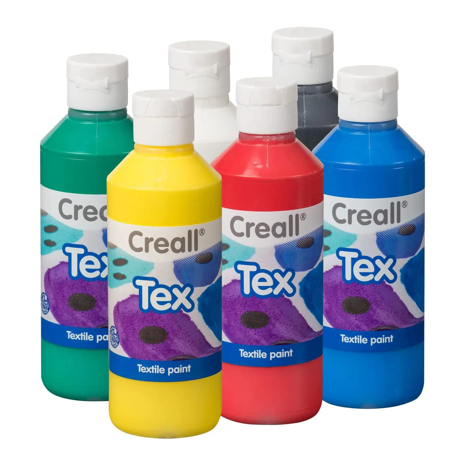 Creal Tex Tempera per Tessuto – Set 6 Flaconi da 250 ml – Colori Assortiti - Colori per tessuto