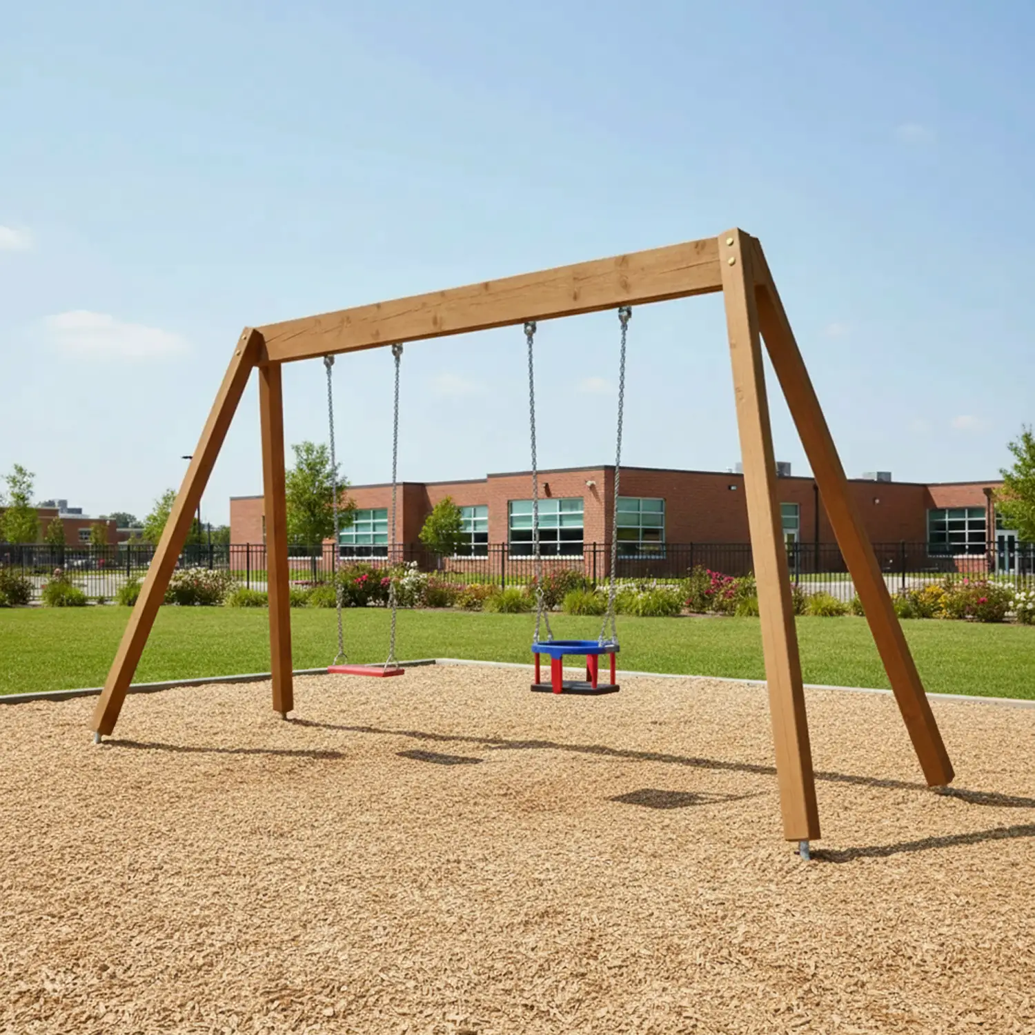 Altalena Fruits 2 Posti con Seggiolino Piano e a Gabbia – Sicurezza e Divertimento - Playgrounds e giostre