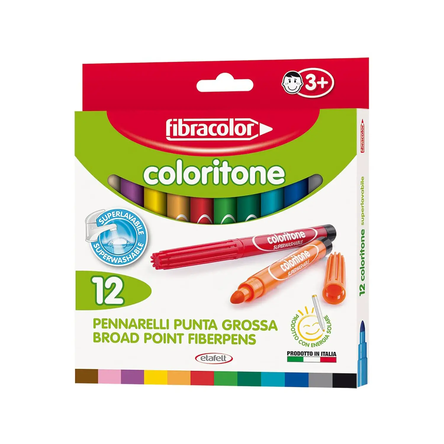 Fibracolor Coloritone Pennarelli – Astuccio 12 Pennarelli Maxi - Pennarelli