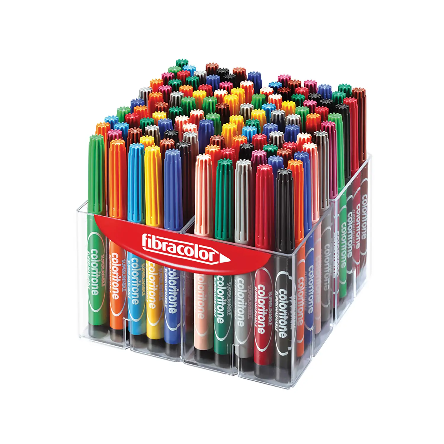 Fibracolor Coloritone - Punta Maxi 4 mm – Multibox 120 Pennarelli in 12 Colori - Pennarelli