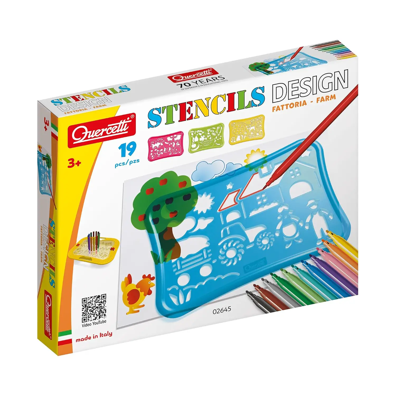 Stencil Mascherine Fattoria – Kit Creativo per Bambini dai 3 Anni - Stencil