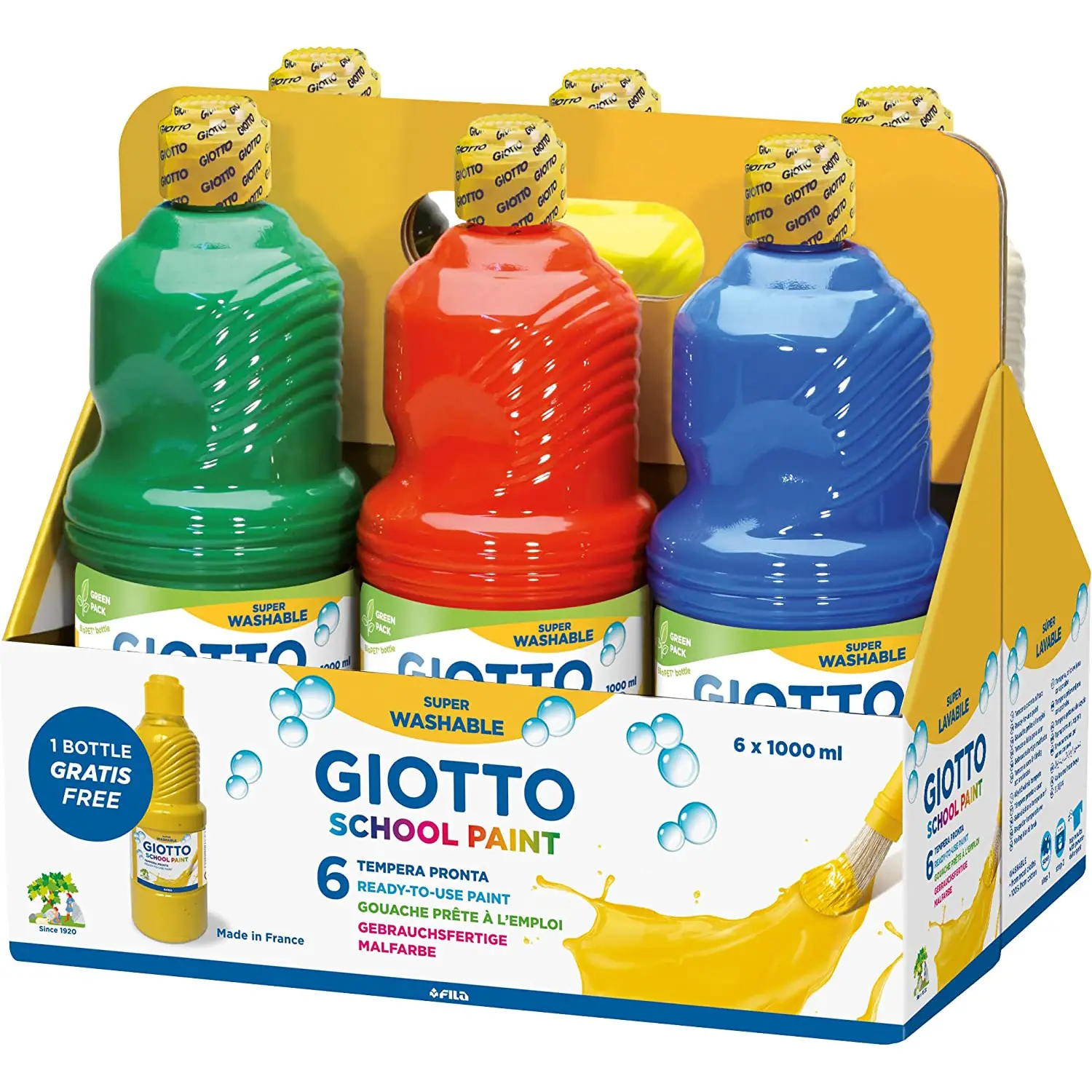 Tempera Pronta School Paint Giotto – 6 Flaconi da 1000 ml - Tempere