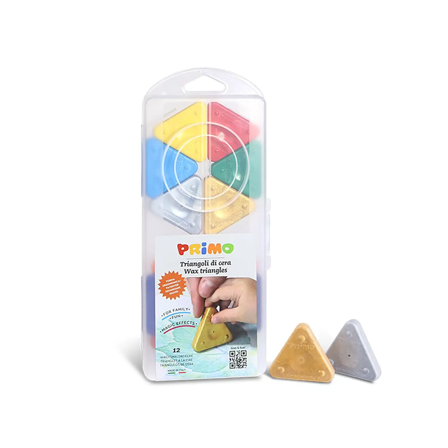 Triangoli Pastelli a Cera Primo – 12 Colori - Pastelli a cera