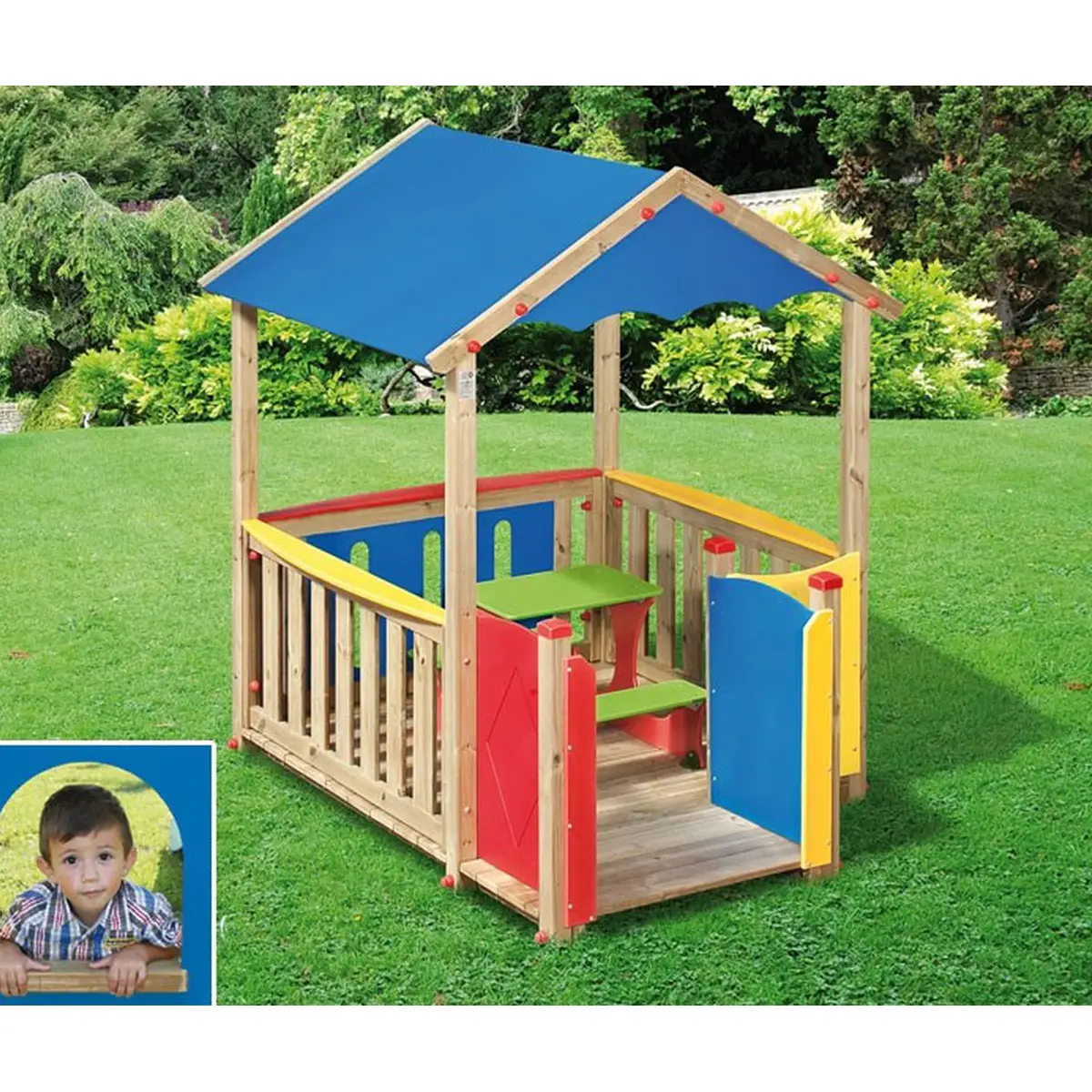 Casetta con Balconcino – Struttura in Legno di Pino per Bambini - Casette
