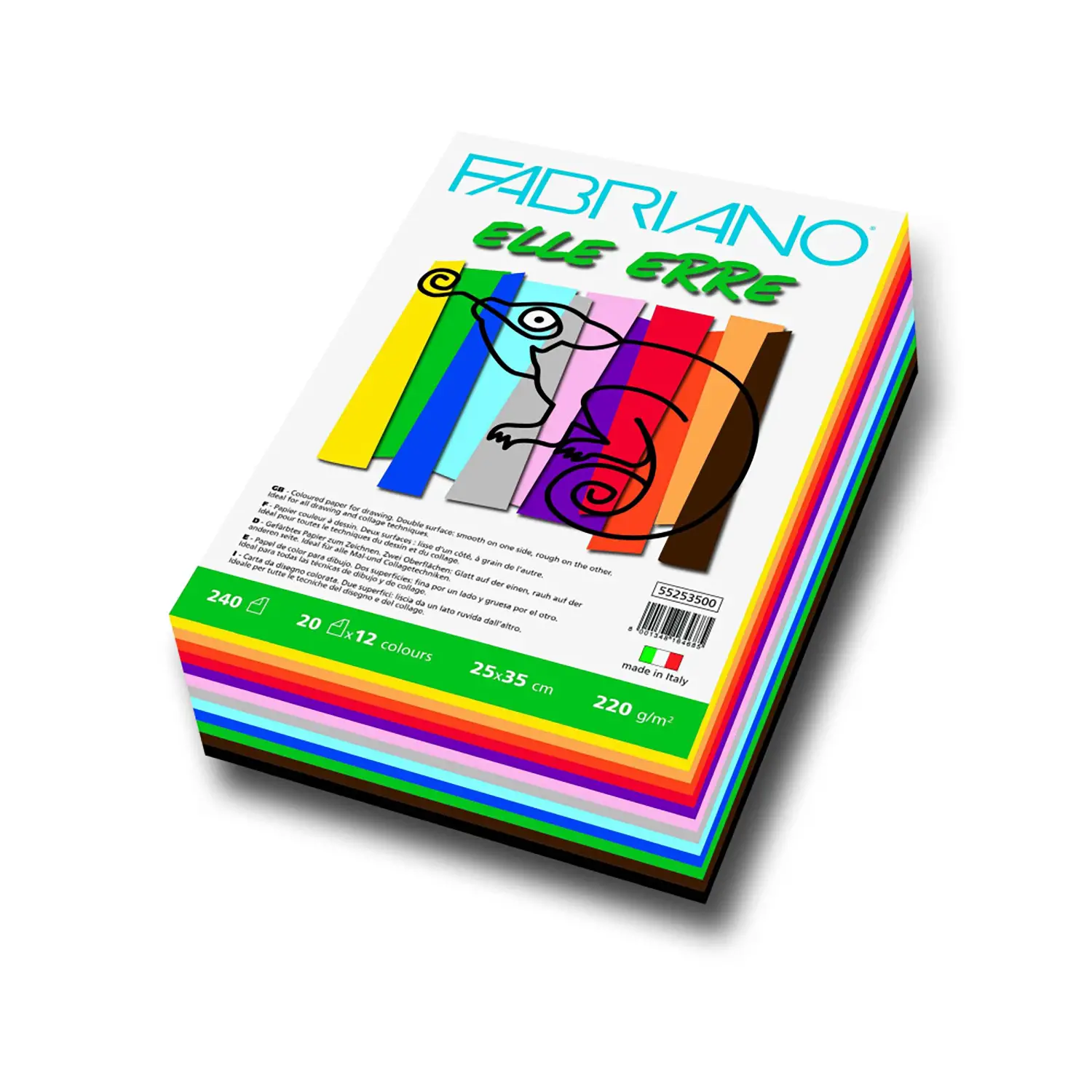 Cartoncino Colorato Fabriano Elle Erre Maxipack 25x35 cm – 240 Fogli in 12 Colori - Carta e cartoncino