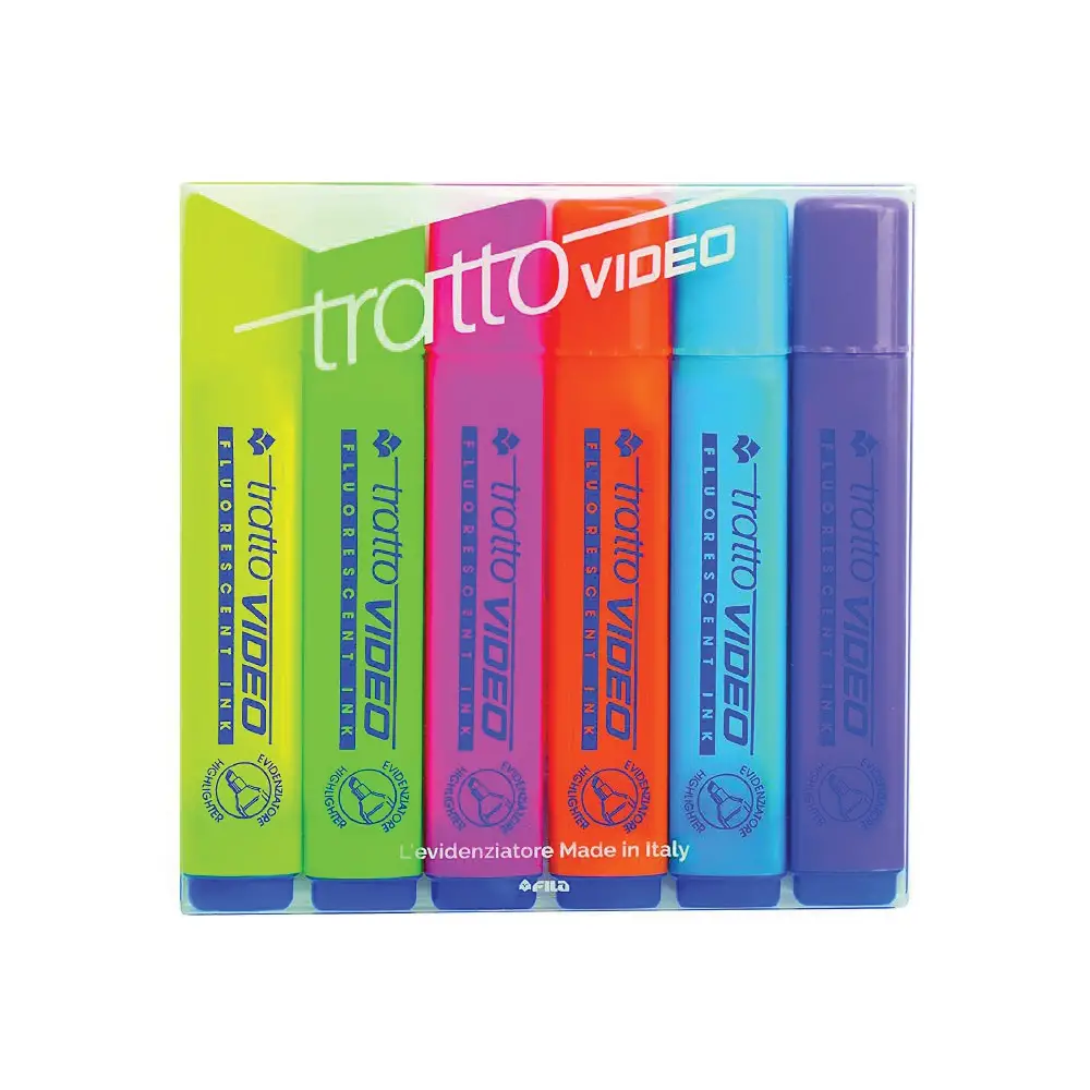 Evidenziatori Tratto Video FILA – Astuccio 6 Colori Fluorescenti - penne pennarelli ufficio