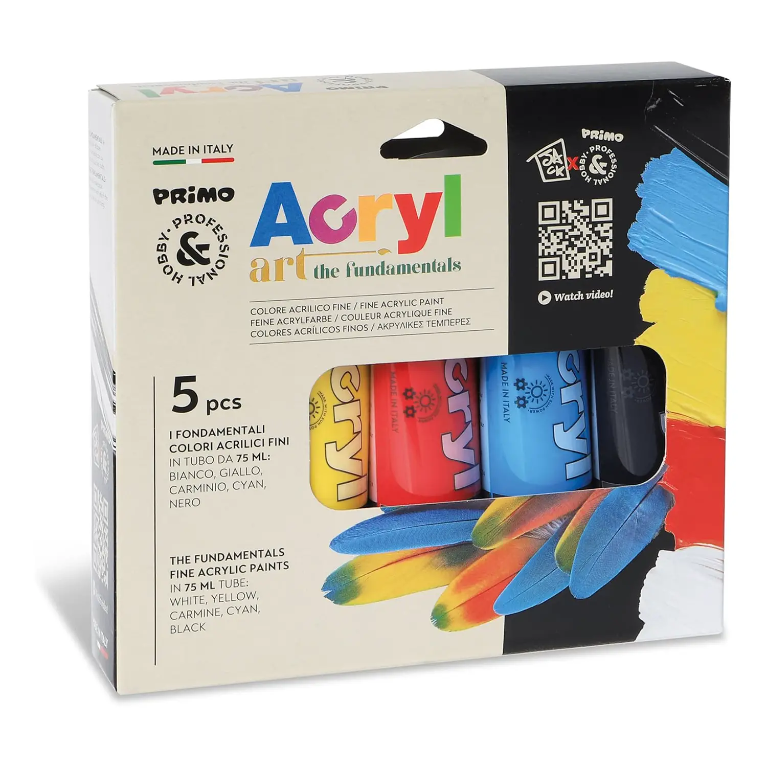 Colori Acrilici Primo - Set 5 Tubi da 75 ml - Tempere