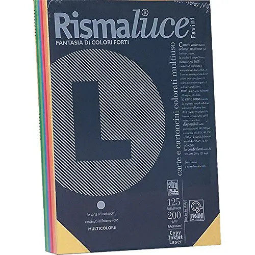 Carta Colorata Rismaluce A3 200 gr – 50 Fogli - Tinte Forti - Carta e cartoncino