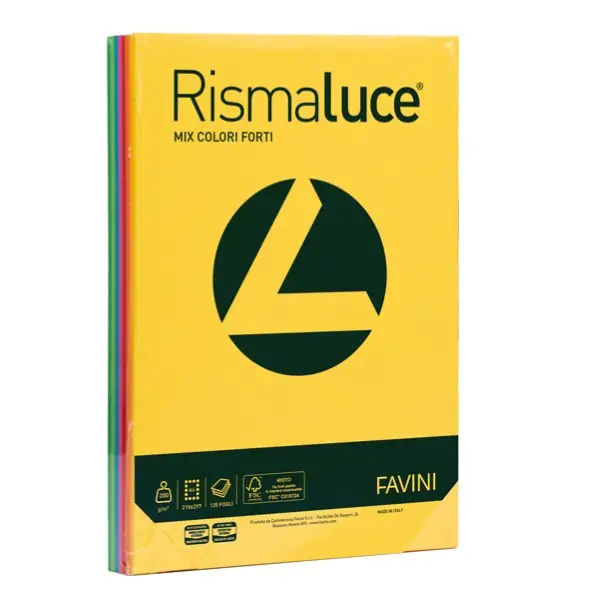 Carta Colorata Rismaluce A3 90 gr - 300 Fogli - Tinte Forti - Carta e cartoncino