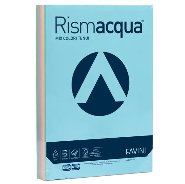 Carta Colorata Rismacqua A4 90 gr – 300 Fogli - Tinte Tenui - Carta e cartoncino