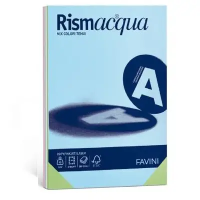 Carta Colorata Rismacqua A3 200 gr – 125 Fogli - Tinte Tenui - Carta e cartoncino