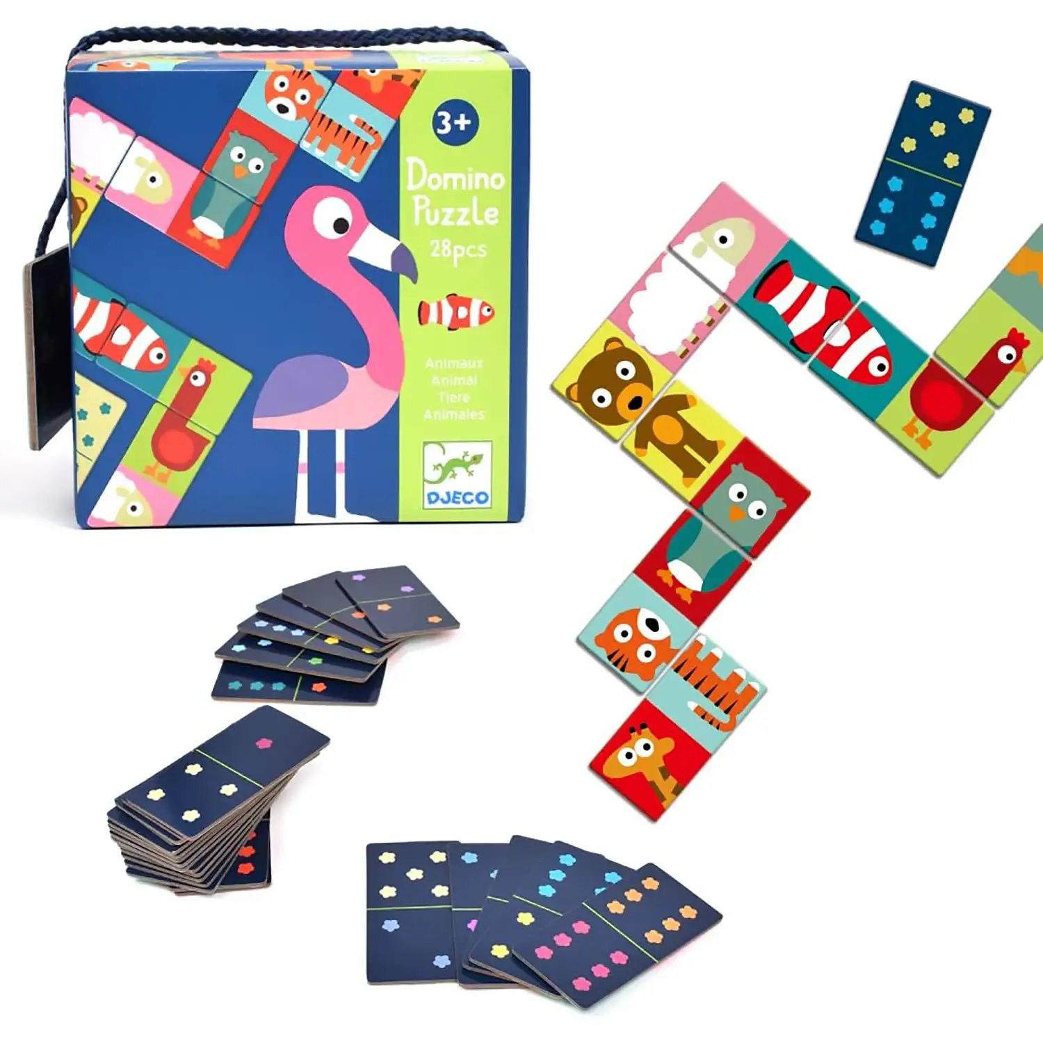 Domino Puzzle Animo – Gioco Educativo 2 in 1 con Animali e Numeri - Memory e Domino