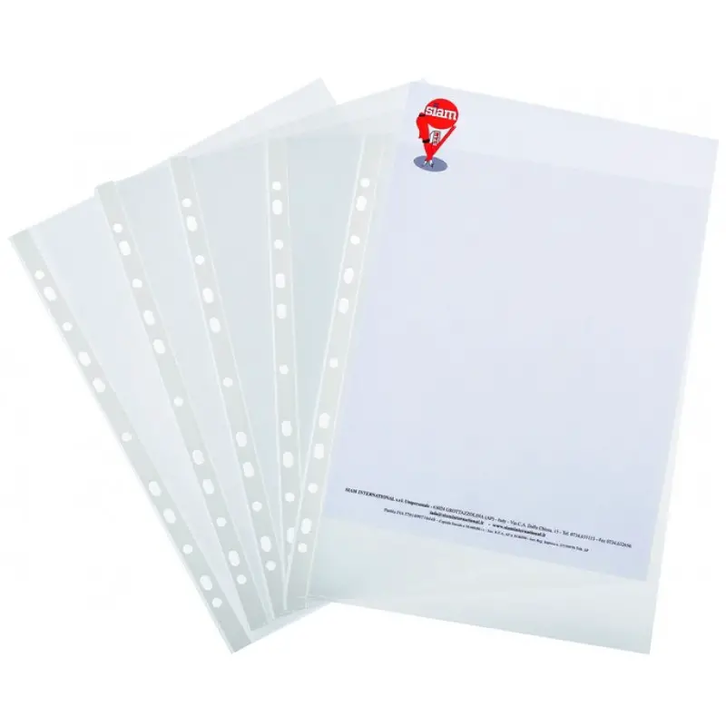 Buste Trasparenti Liscie con Perforazione cm. 22x30 100 Pezzi - Archiviazione