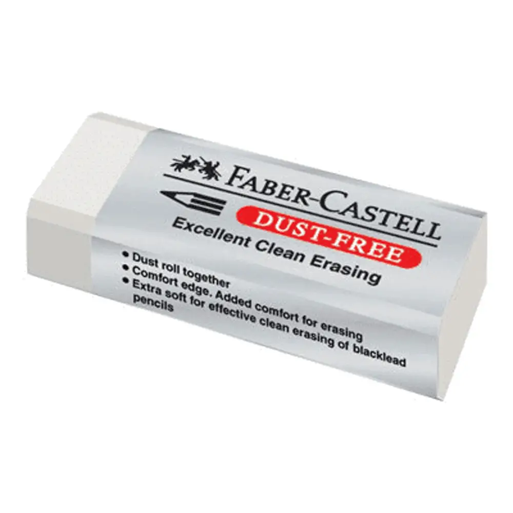 Gomma Faber-Castell Dust Free Bianca con Fascetta – Cancellazione Pulita e Precisa - Matite Temperini Gomme