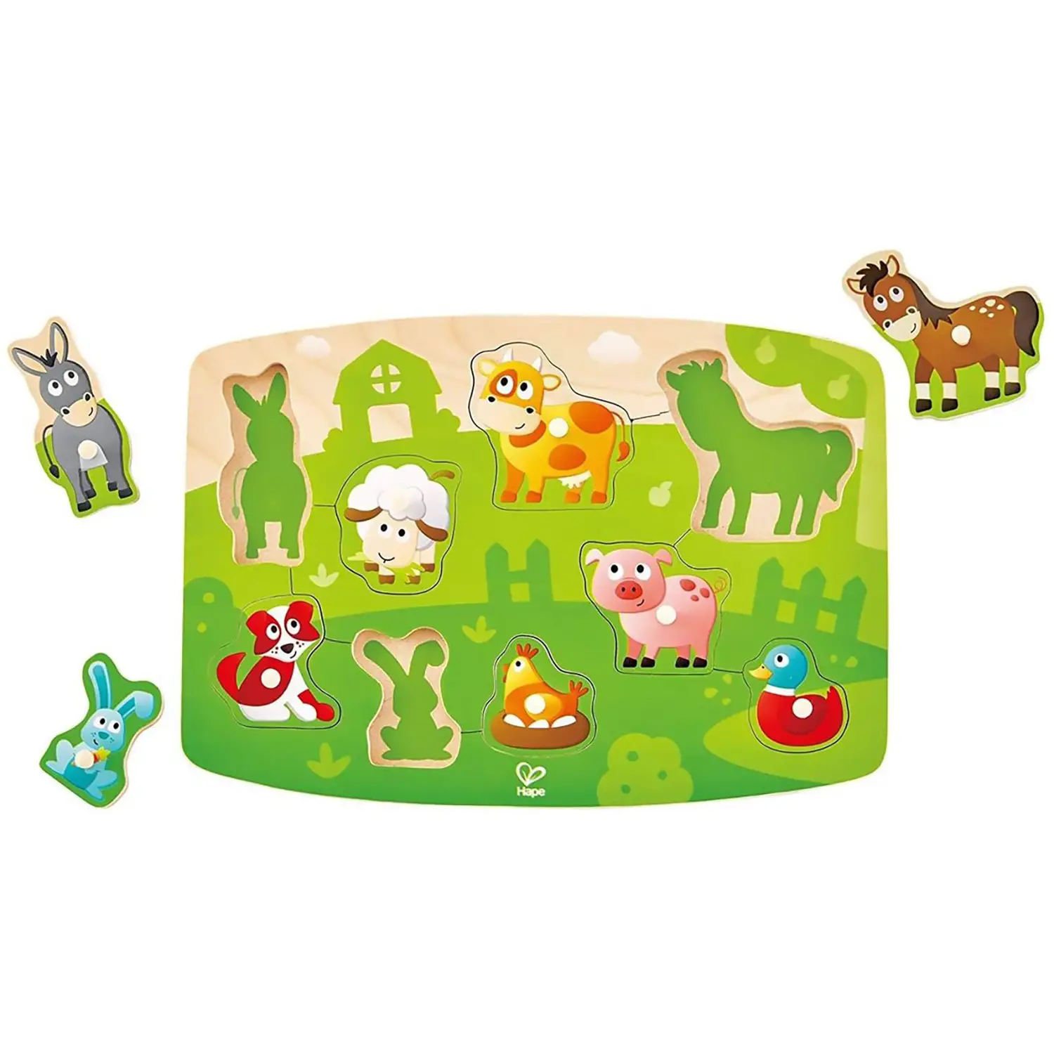 Puzzle in Legno Fattoria con Piolini Gioco Educativo Hape E1408 - Incastri e puzzle in legno