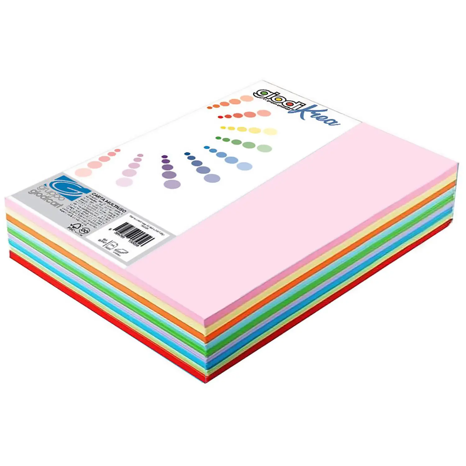 Risma Carta Colorata A4 Giodikrea 80 gr – 100 Fogli – 5 Colori Intensi - Carta e cartoncino