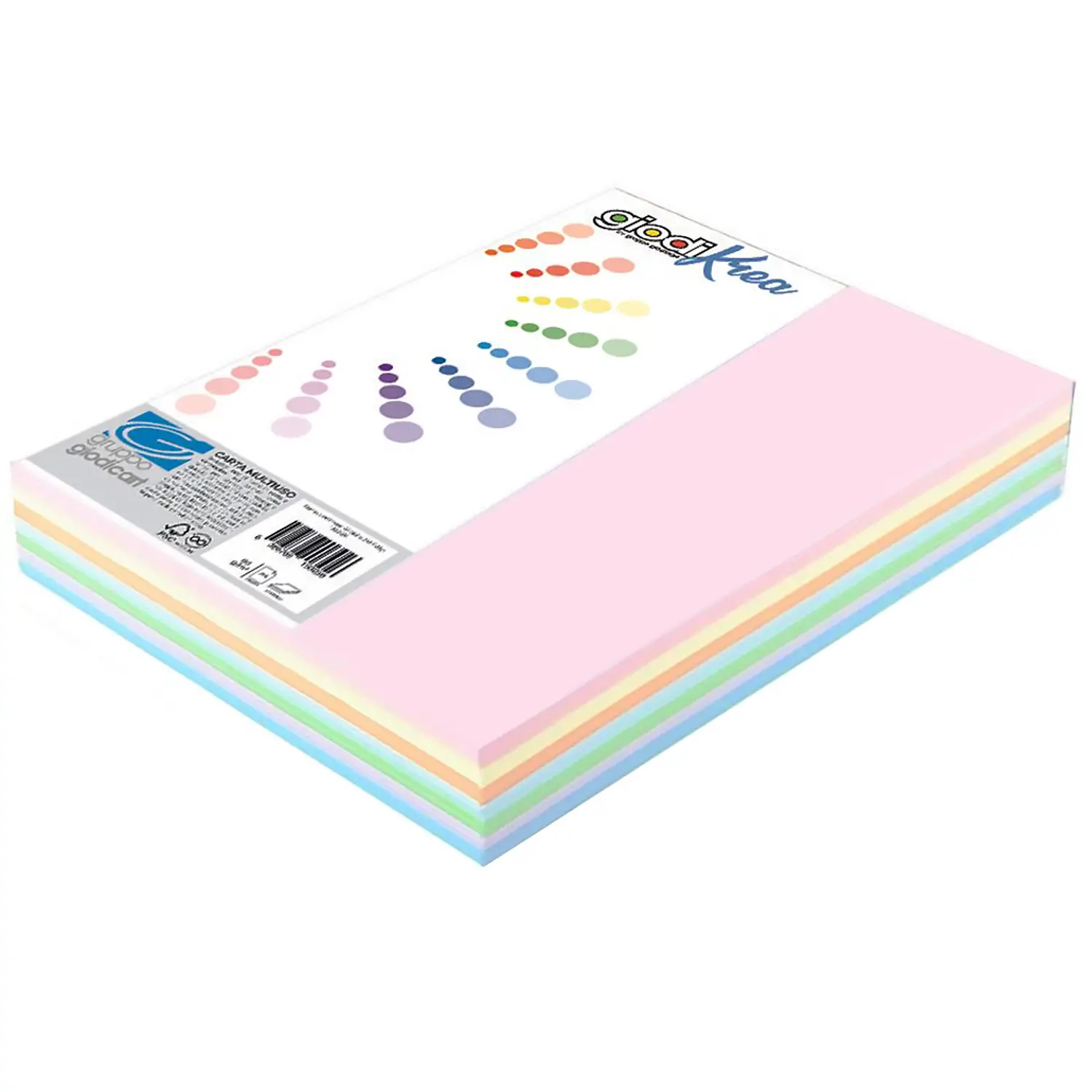 Risma Carta Colorata A3 Giodikrea 80 gr – 300 Fogli – 4 Colori Pastello - Carta e cartoncino
