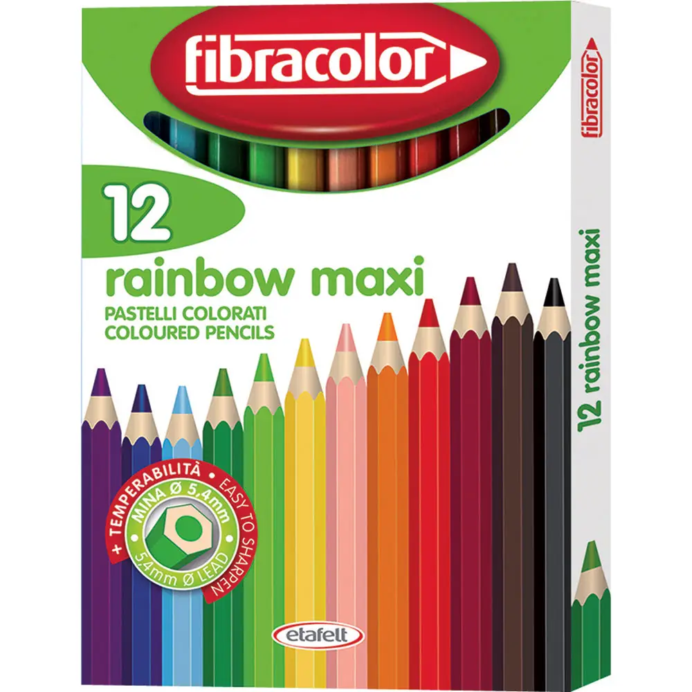 Pastelli Rainbow Maxi Fibracolor – Astuccio 12 Colori - Pastelli