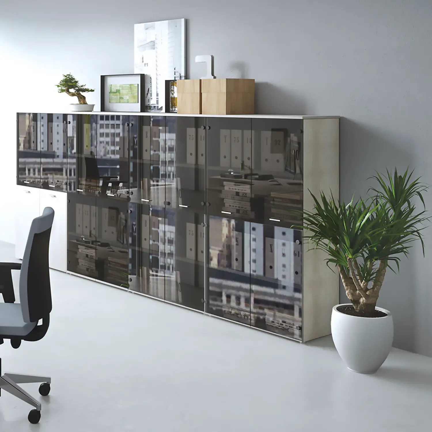 Libreria Kamos con Ante Vetro H129 - Conforme CAM - Arredo per l'ufficio