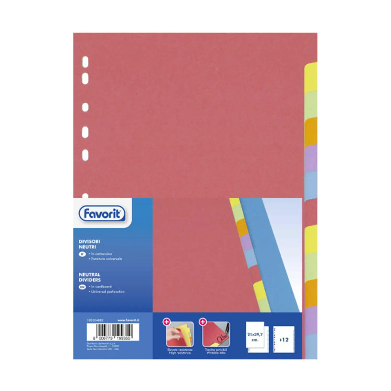 Intercalari A4 in Cartoncino Colorato – 12 Tasti, 6 Colori - Archiviazione