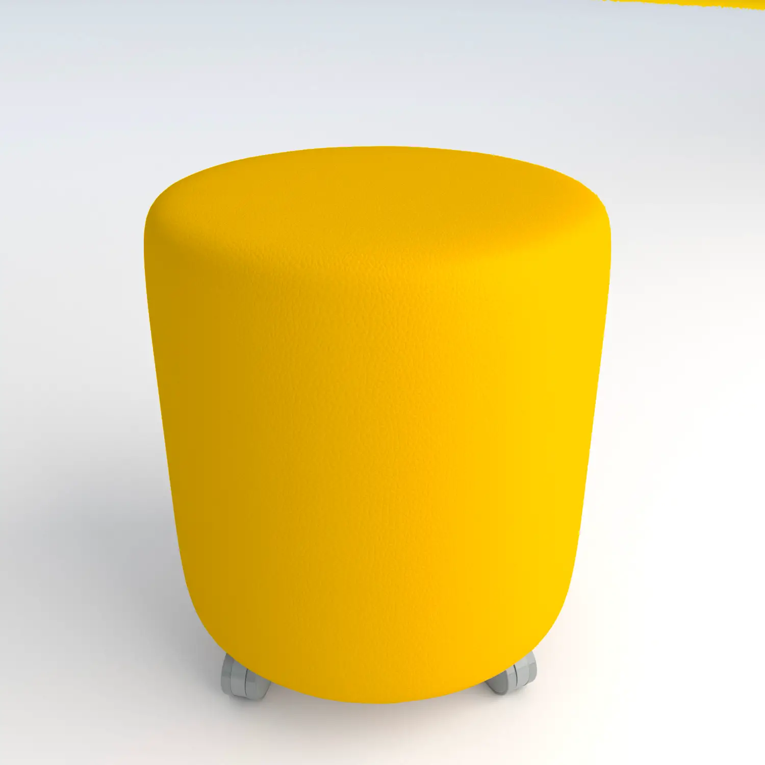 Pouf Ecopelle Ignifugo Tondo su Ruote H 46 Giallo Per Ambienti Scolastici Innovativi - Salottini e arredi morbidi