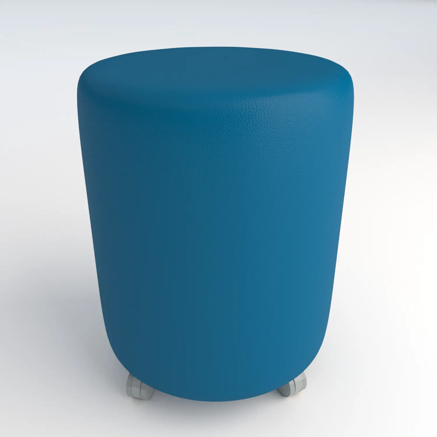 Pouf Ecopelle Ignifugo Tondo su Ruote H 46 Azzurro Per Ambienti Scolastici Innovativi - Salottini e arredi morbidi