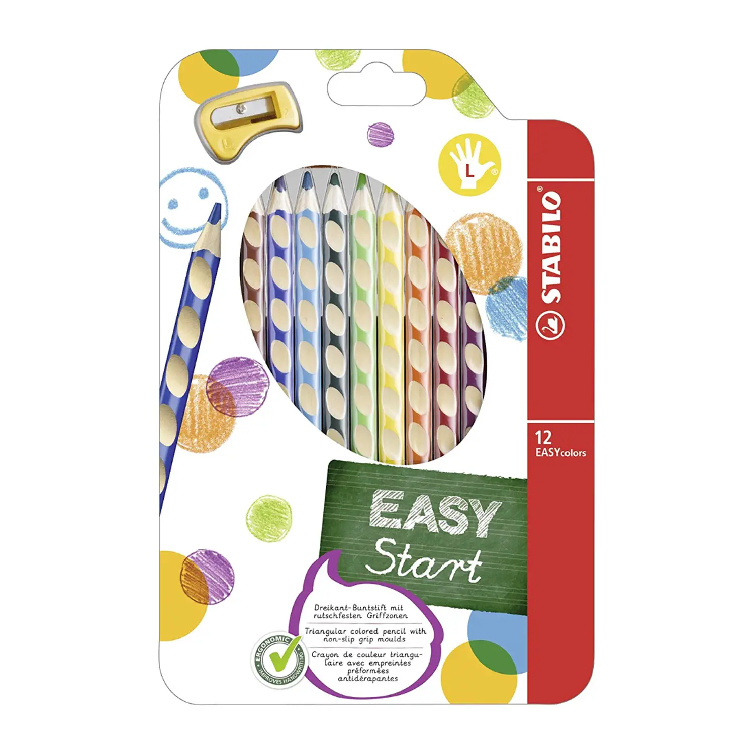 Pastelloni Easycolor per Mancini – 12 Colori + Temperino - Pastelli