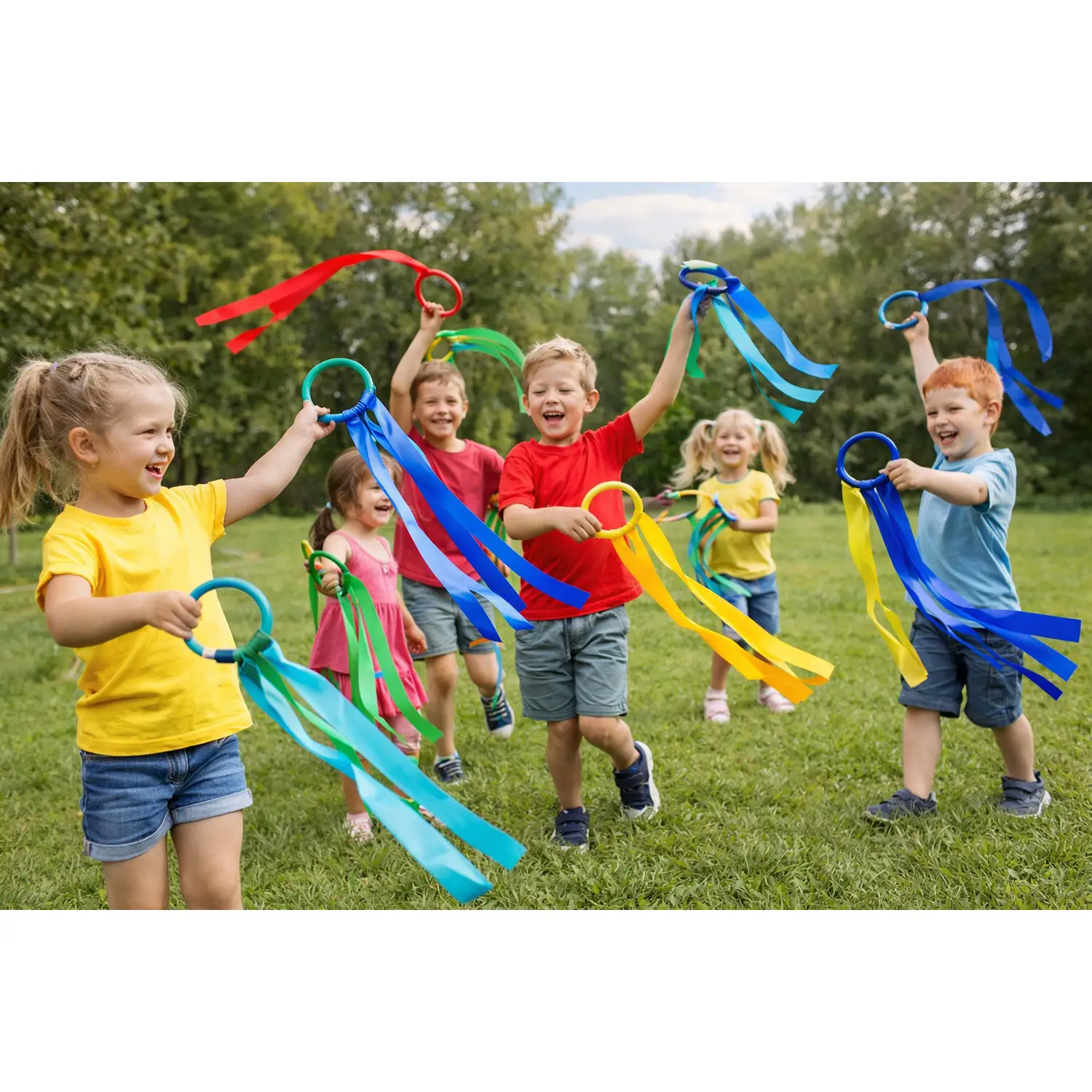 Nastri Colorati con Anello per Giochi Motori e Ginnastica Ritmica - Equilibrio e coordinamento