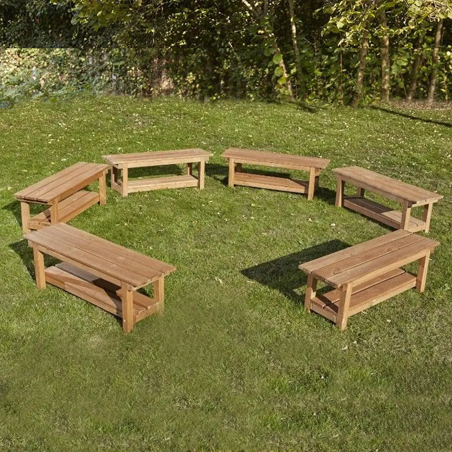 Panche in Legno da Giardino per Bambini, Ideali per Lezioni all'Aperto, Set 6 Pezzi - Palestrine