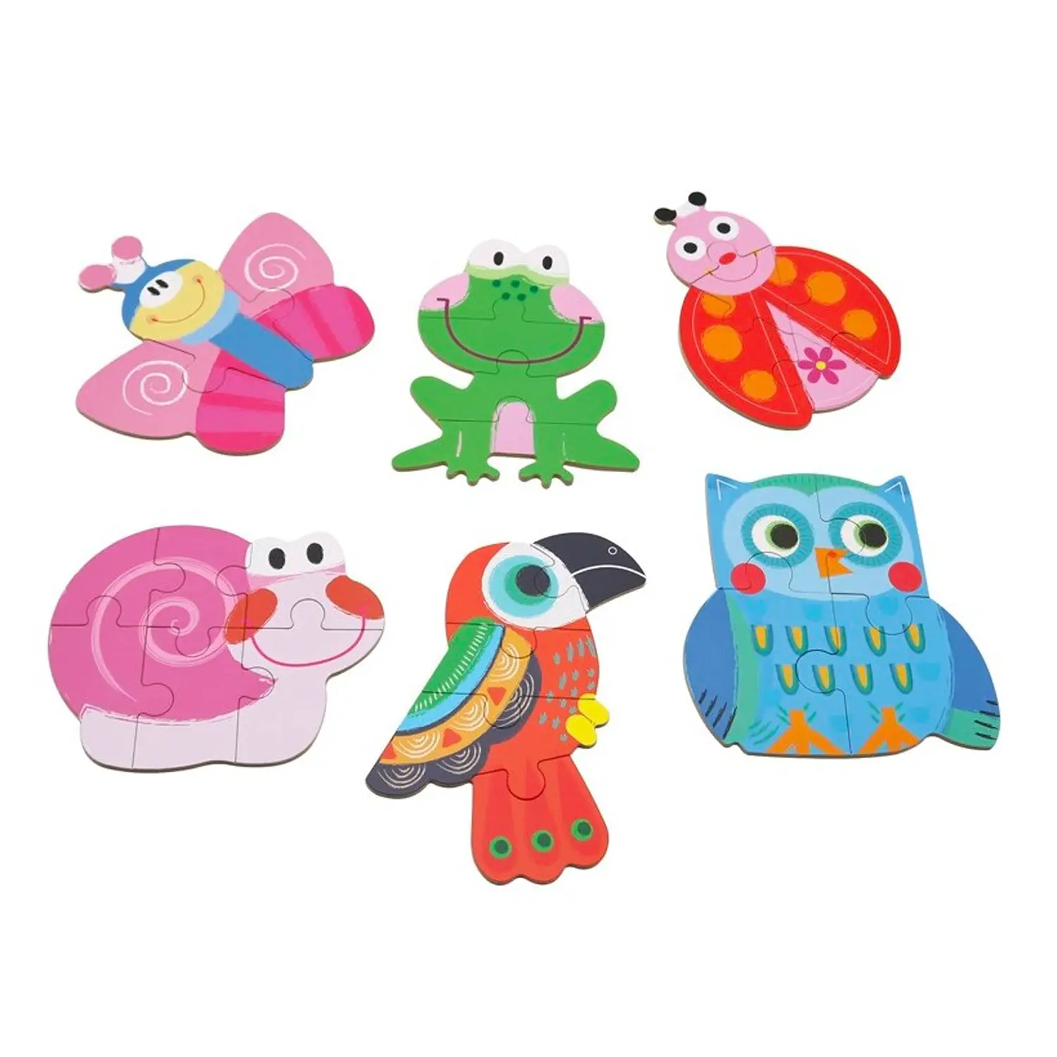 Puzzle Progressivi 6 Animali in Cartone per i Bambini più Piccoli, 27 Tessere in Scatola - Puzzle in cartone