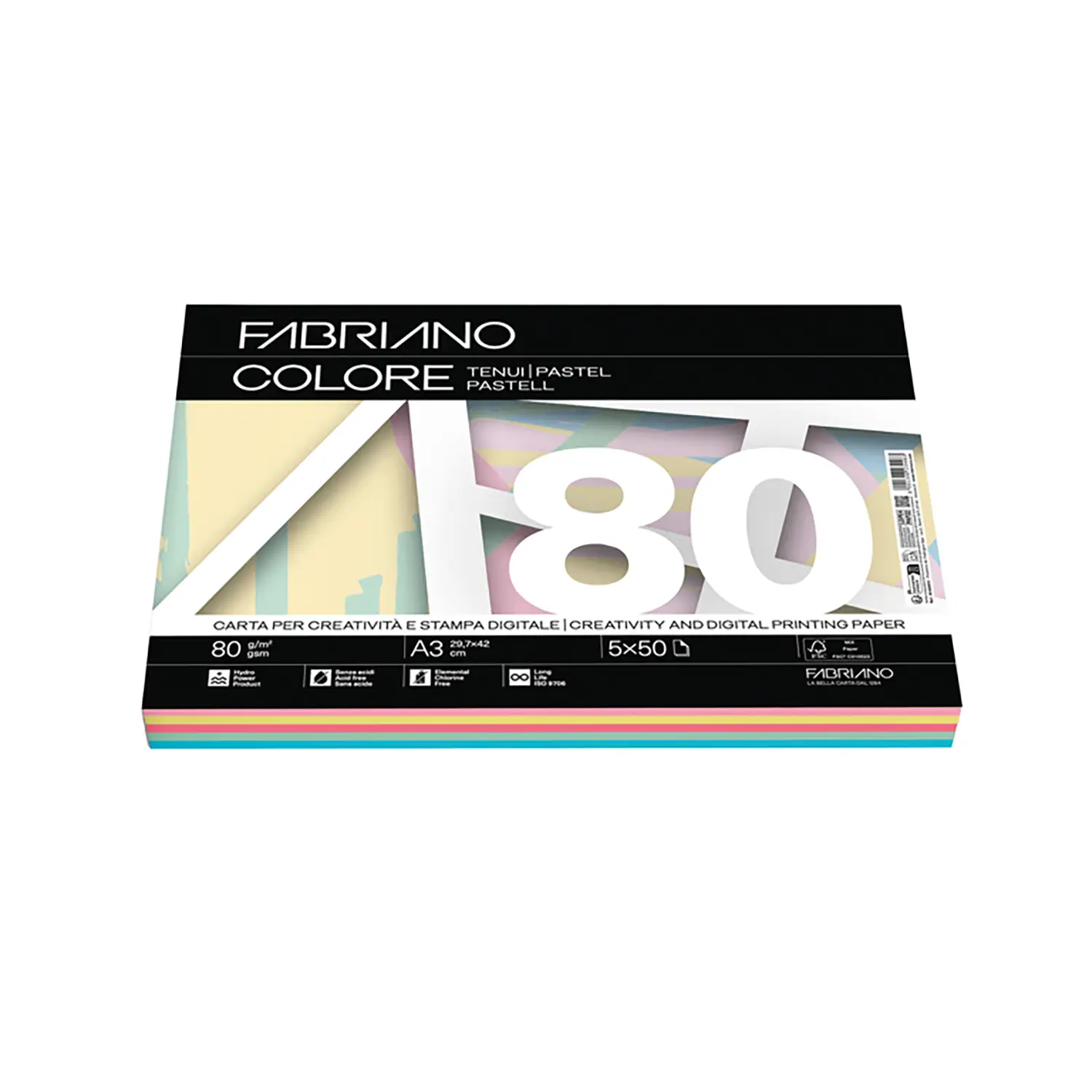 Carta Per Fotocopie Fabriano Colore 80 Gr/mq A4 Mix 5 Colori Tenui Risma 250 Fogli - Carta e cartoncino