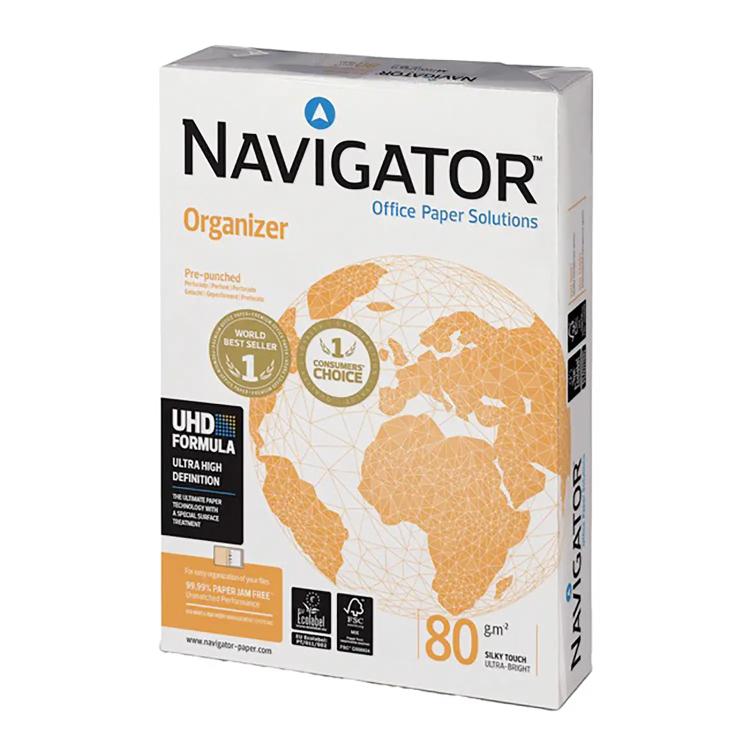 Carta Navigator Organizer 4 Fori - A4 80 g/m² - Risma 500 Fogli - Carta e cartoncino