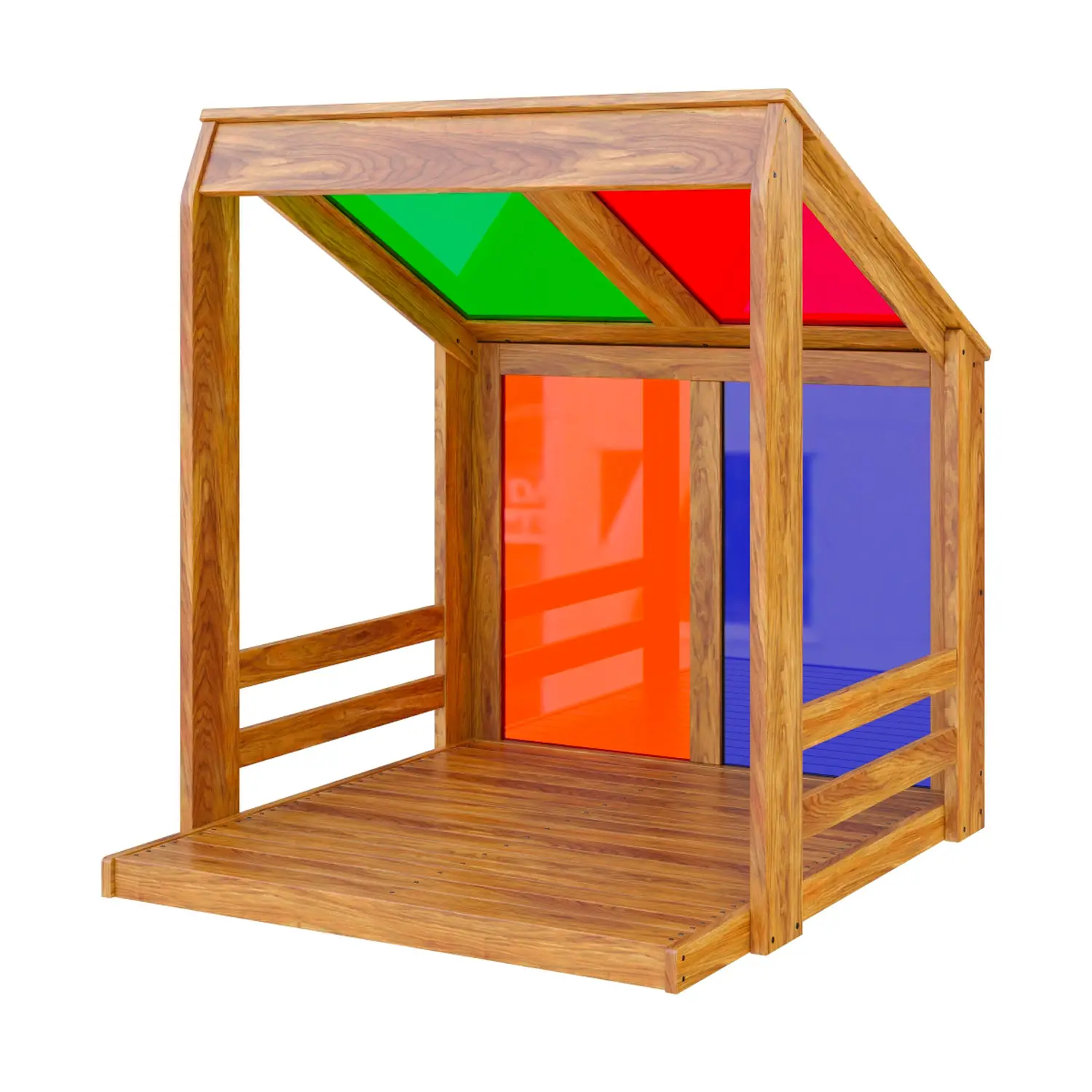 Casetta Arcobaleno con Vetri Colorati in Legno per Esterni, Certificata EN 1176 - Palestrine
