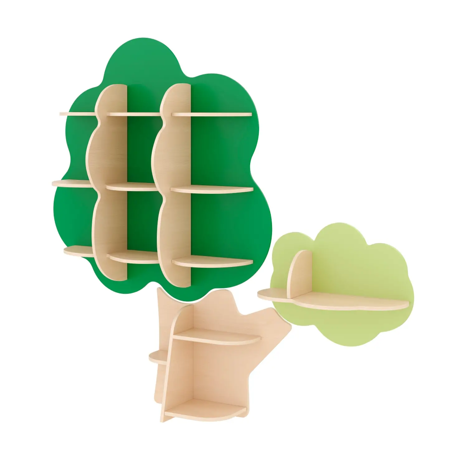 Libreria Murale Quercia Allegra, Scaffale Albero in Legno per Asili e Scuole - Rifugi e tane