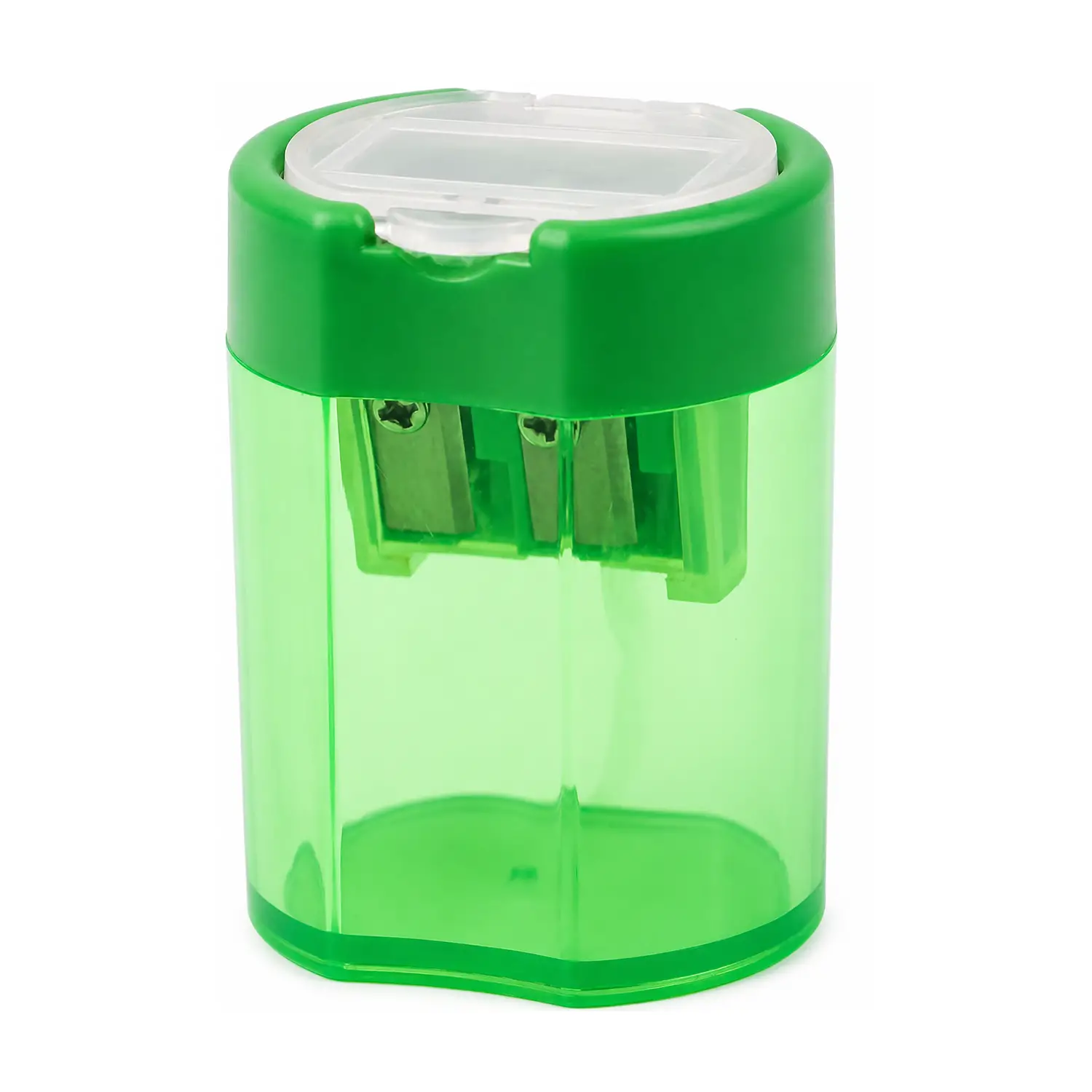 Temperamatite in Plastica a 2 Fori Con Contenitore, Confezione 12 Pz. - Matite Temperini Gomme