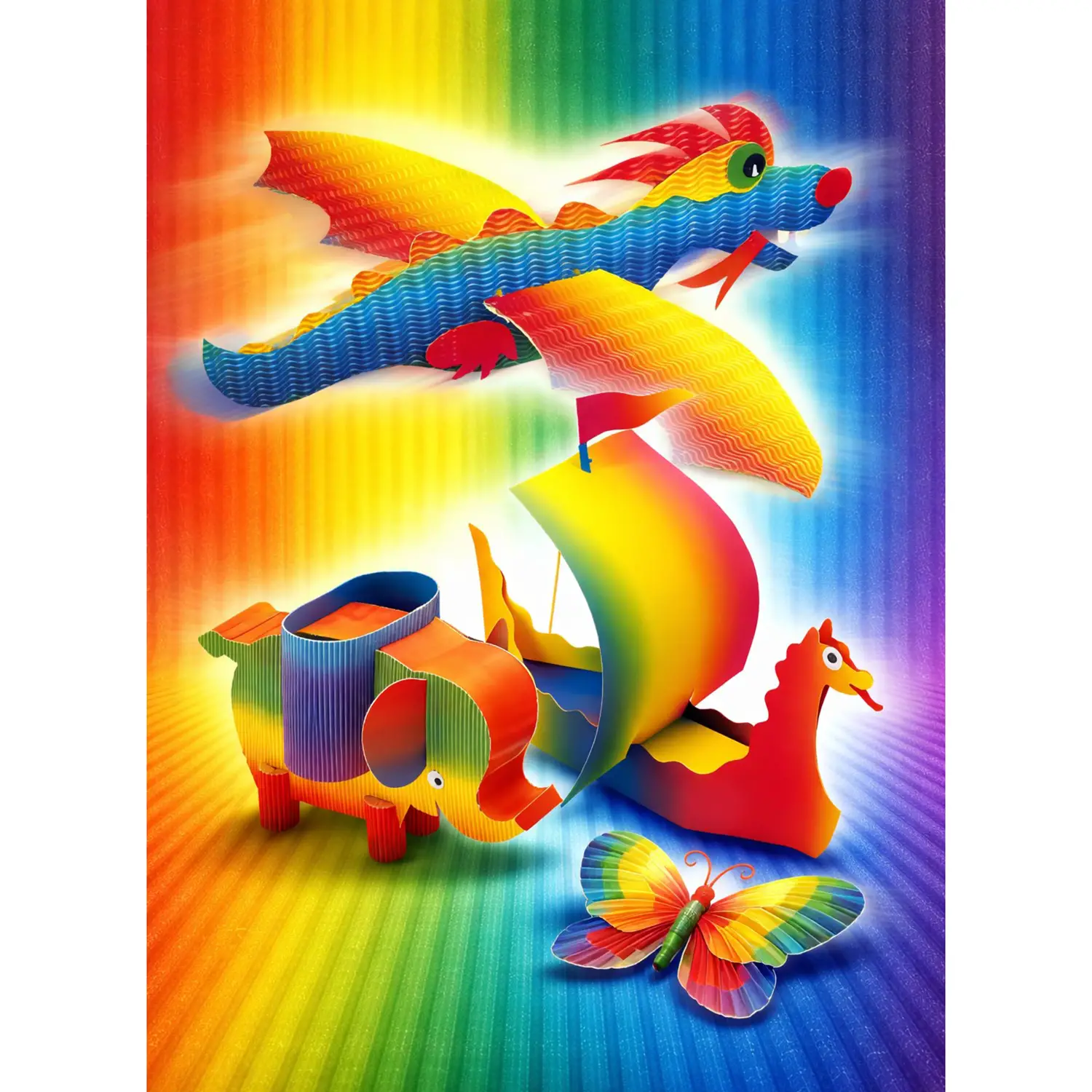 Cartoncino Ondulato Arcobaleno 10 fogli cm 50x70 - Carta e cartoncino