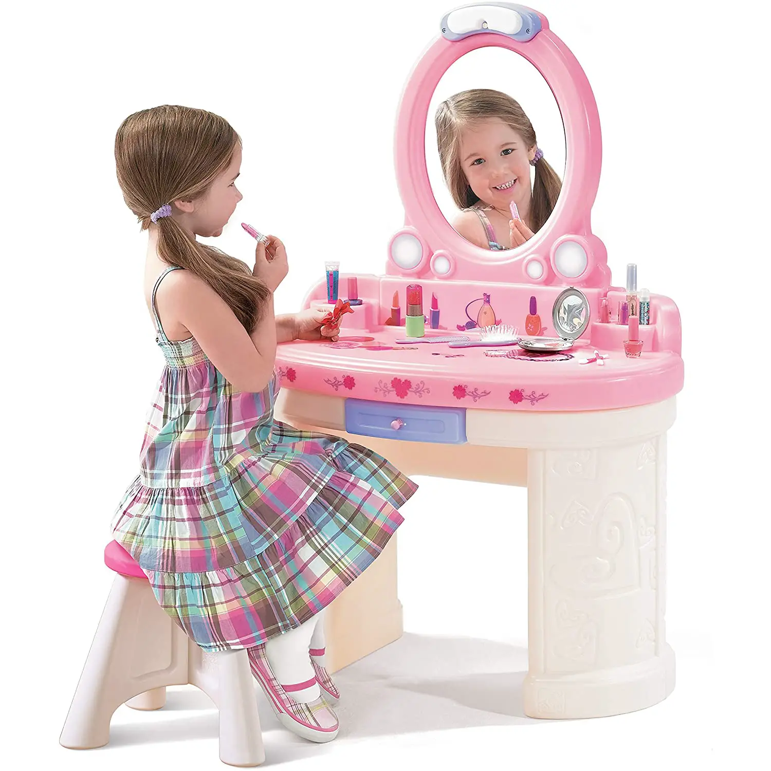 Salone di Bellezza Vanity – Toletta Giocattolo con Specchio, Sgabello e Accessori - Cucine e gioco simbolico