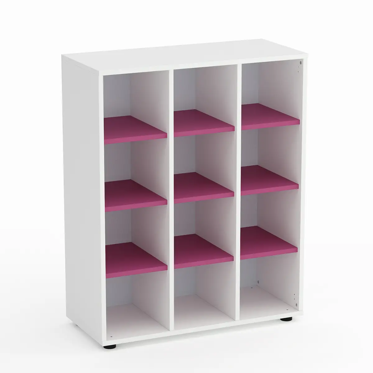 Mobile Scuola Kubò Bianco 12 Caselle H 110 cm. Ripiani Fucsia - Conforme CAM - Arredo scuola dell'obbligo