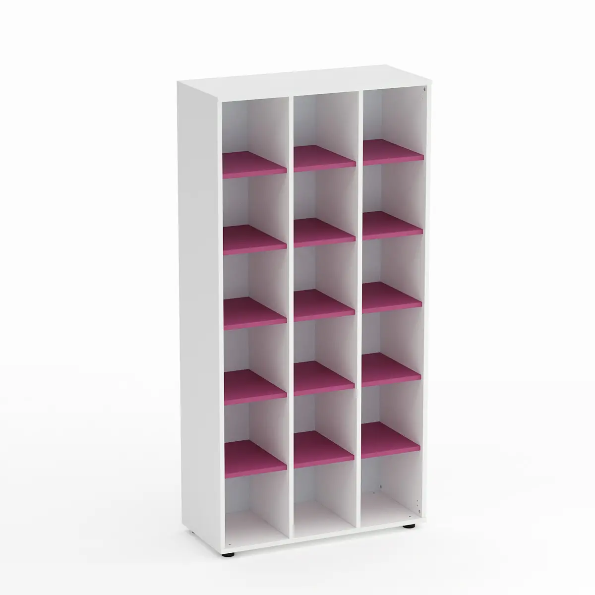 Mobile Scuola Kubò Bianco – 18 Caselle con Ripiani Fucsia H 180 cm | Conforme CAM - Arredo scuola dell'obbligo