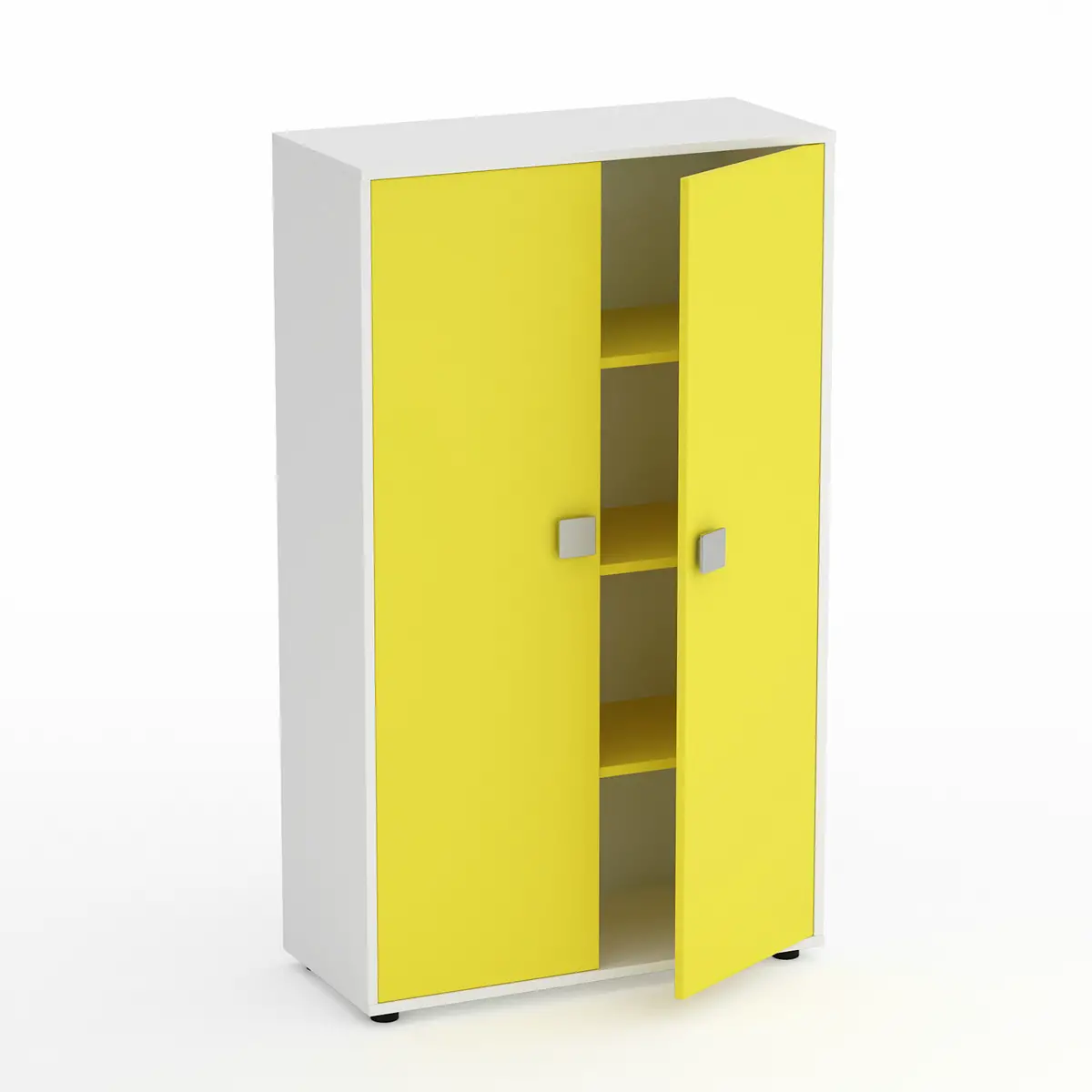 Mobile Scuola Kubò Bianco – 2 Ante H 150 cm e Ripiani Gialli | Conforme CAM - Arredo scuola dell'obbligo