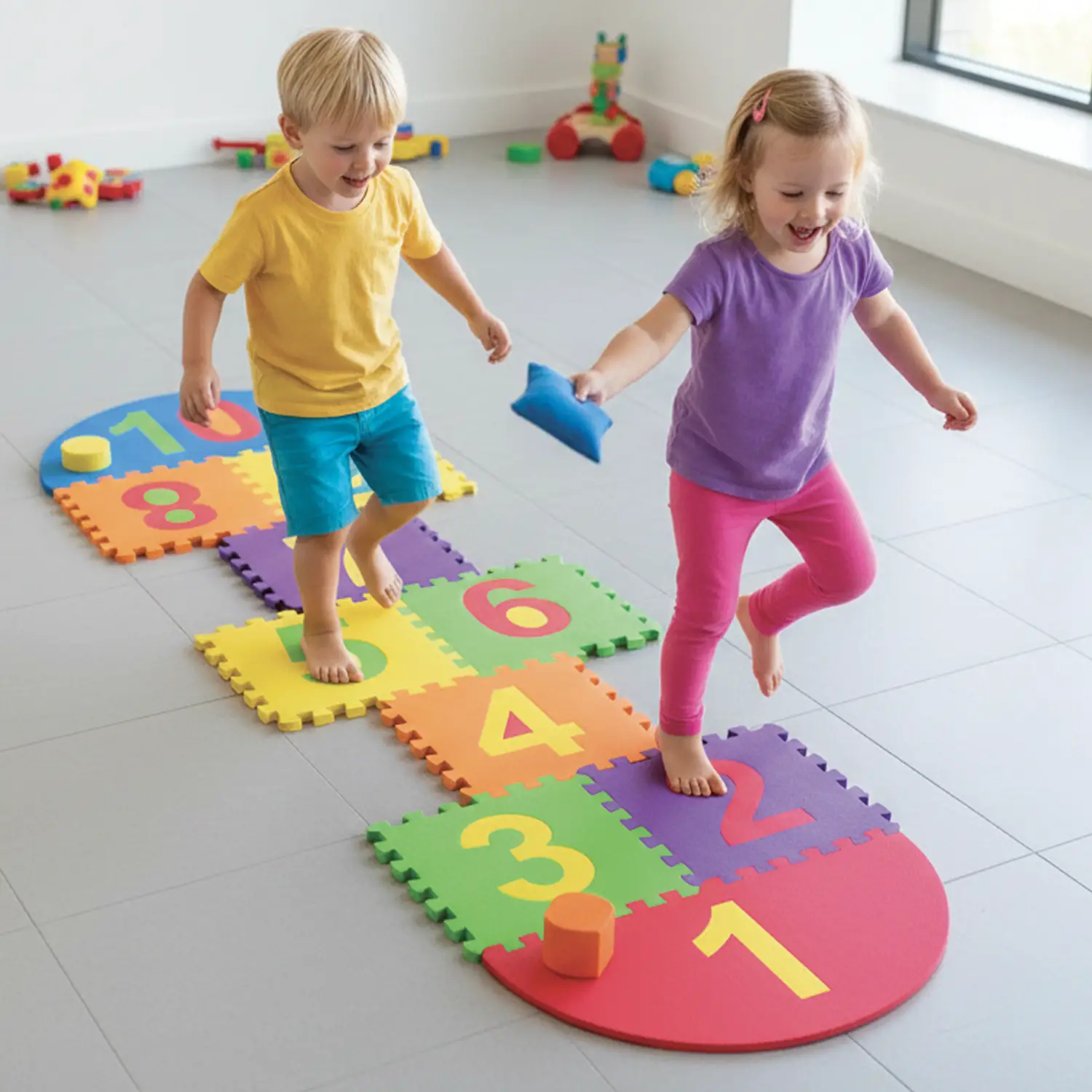 Gioco della Campana in EVA – Gioco Educativo e Sicuro per Bambini - Equilibrio e coordinamento