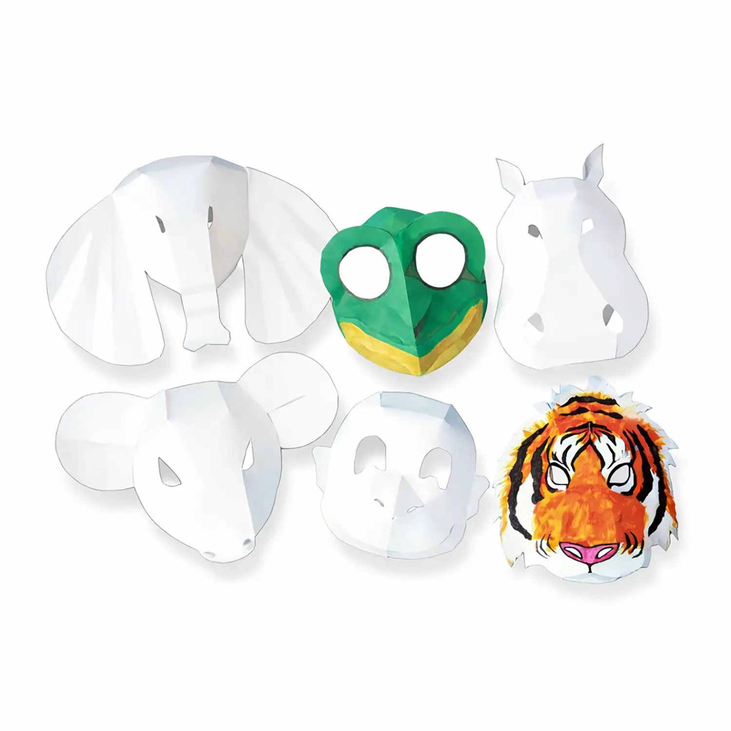 Maschere 3D Pieghevoli – 30 Pezzi Assortiti – Animali Selvaggi - Carta e cartoncino
